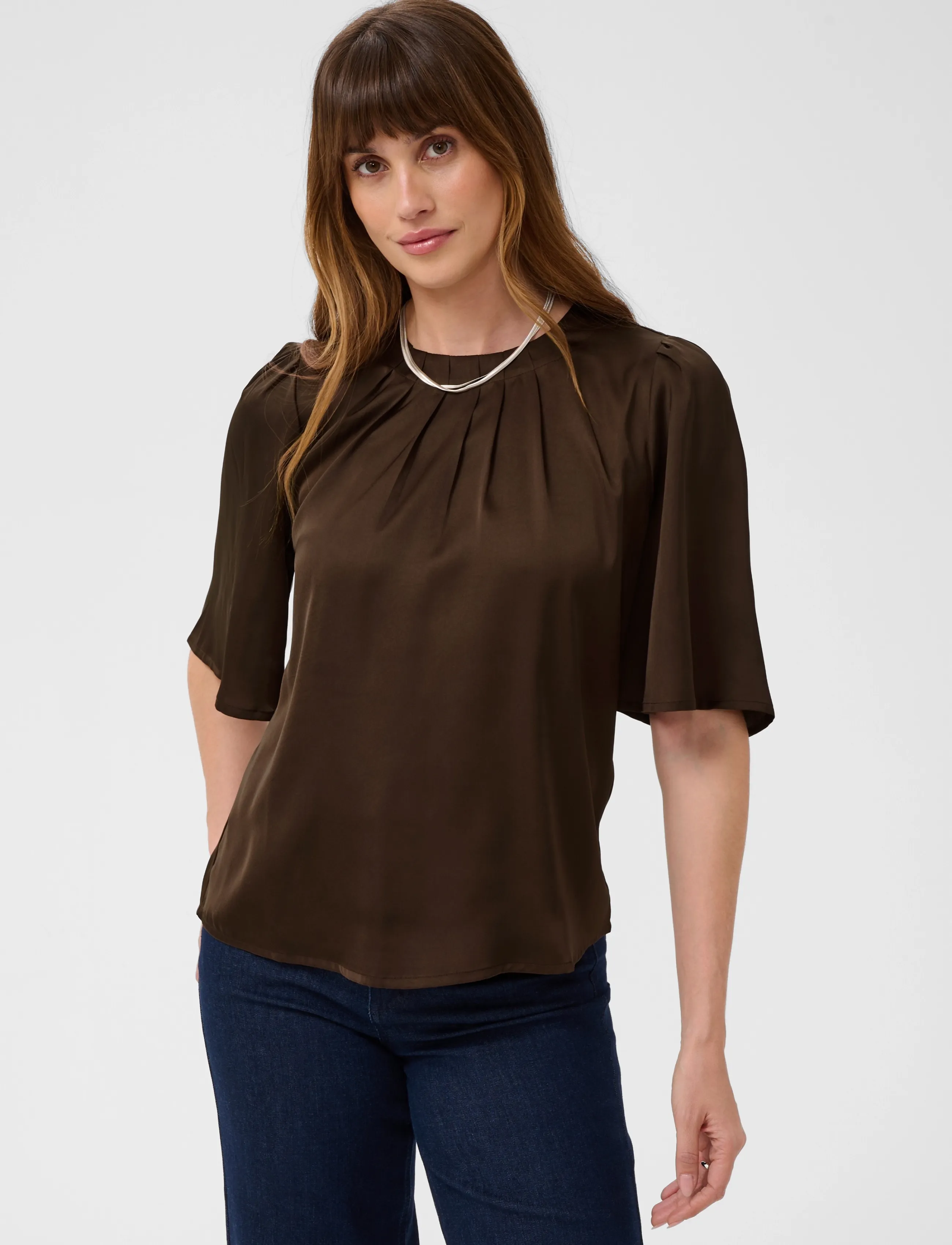 Kaffe - KAlinda Flared Blouse - kurzärmelige blusen - coffee bean - 2