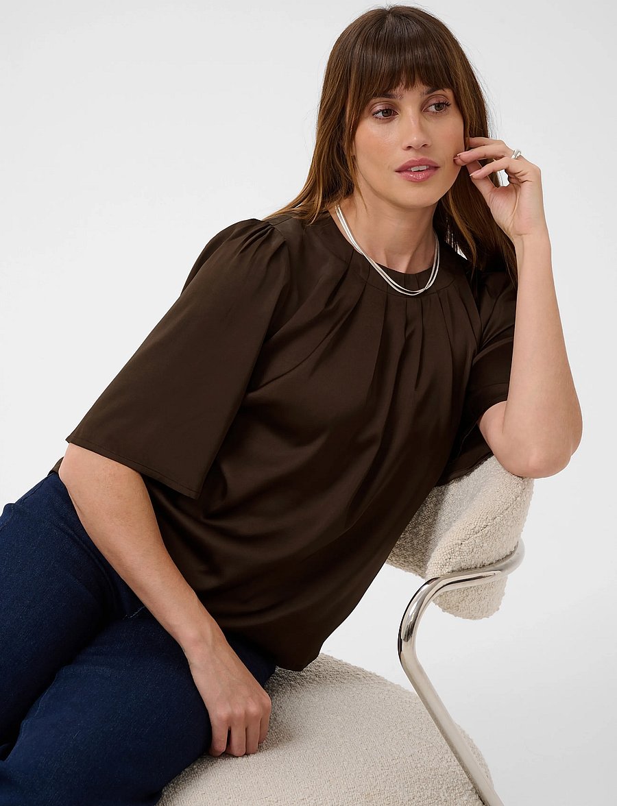 Kaffe - KAlinda Flared Blouse - kurzärmelige blusen - coffee bean - 5