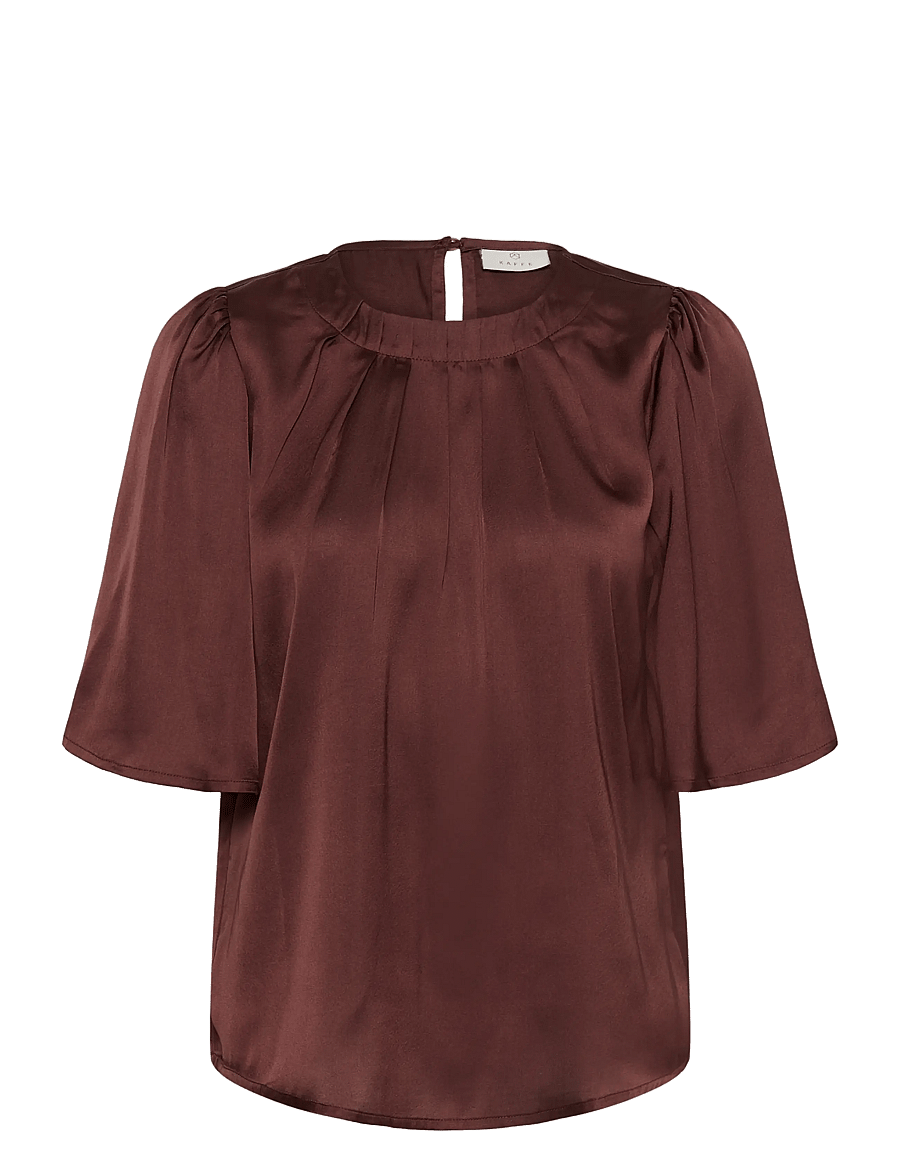 Kaffe - KAlinda Flared Blouse - kurzärmelige blusen - fudge - 0