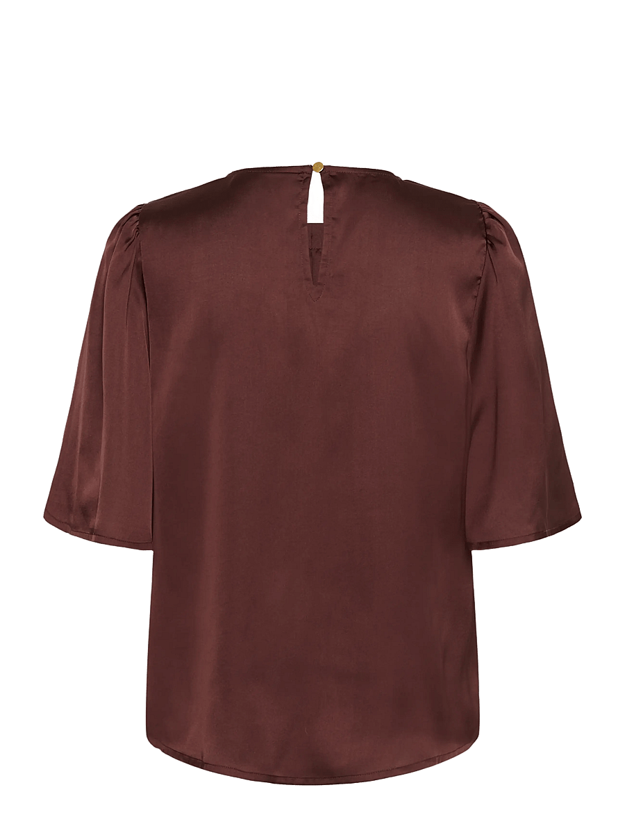 Kaffe - KAlinda Flared Blouse - kurzärmelige blusen - fudge - 1