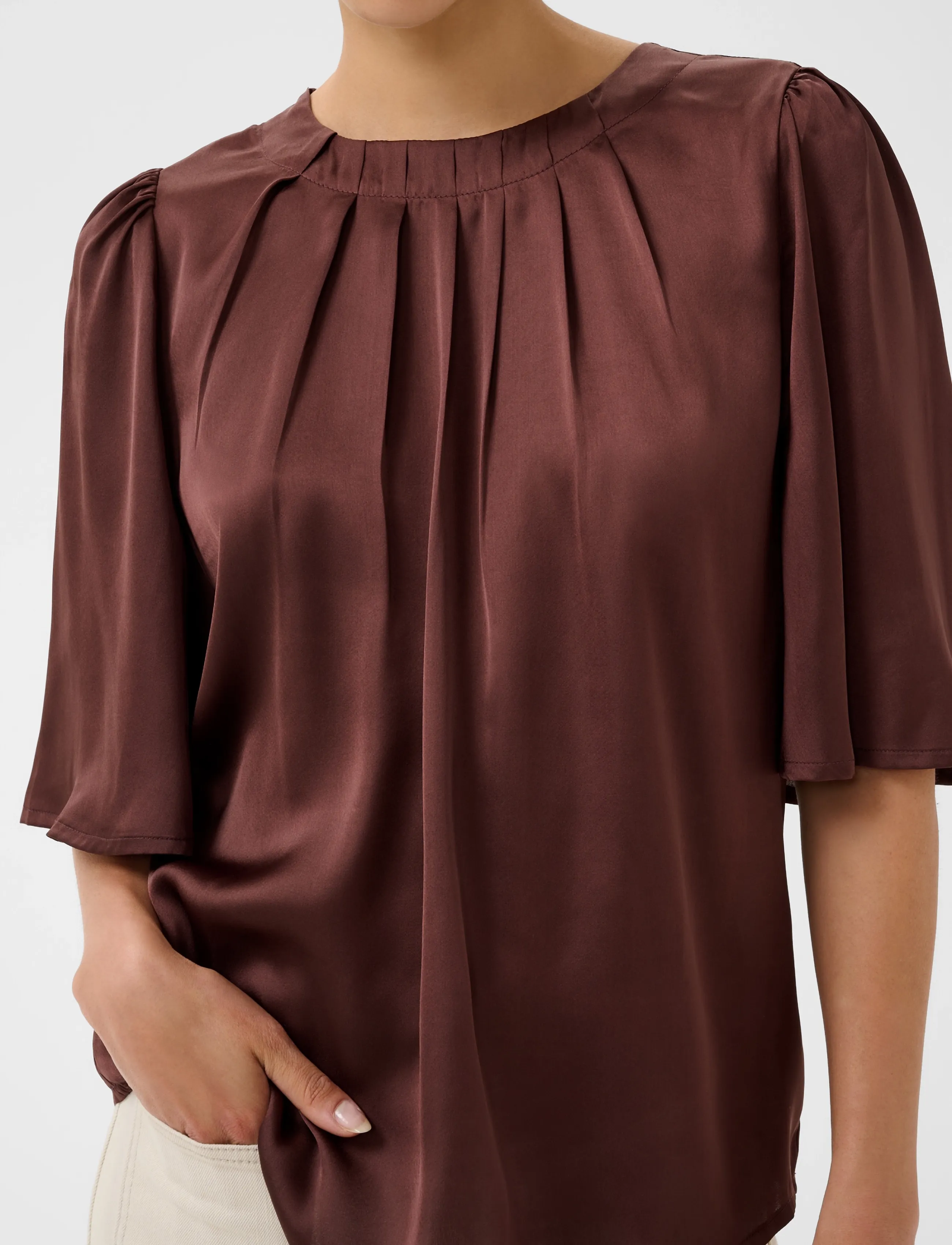 Kaffe - KAlinda Flared Blouse - kurzärmelige blusen - fudge - 5