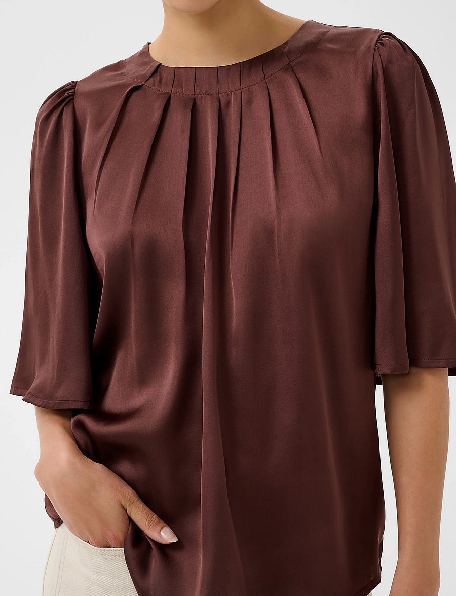 Kaffe - KAlinda Flared Blouse - kurzärmelige blusen - fudge - 5