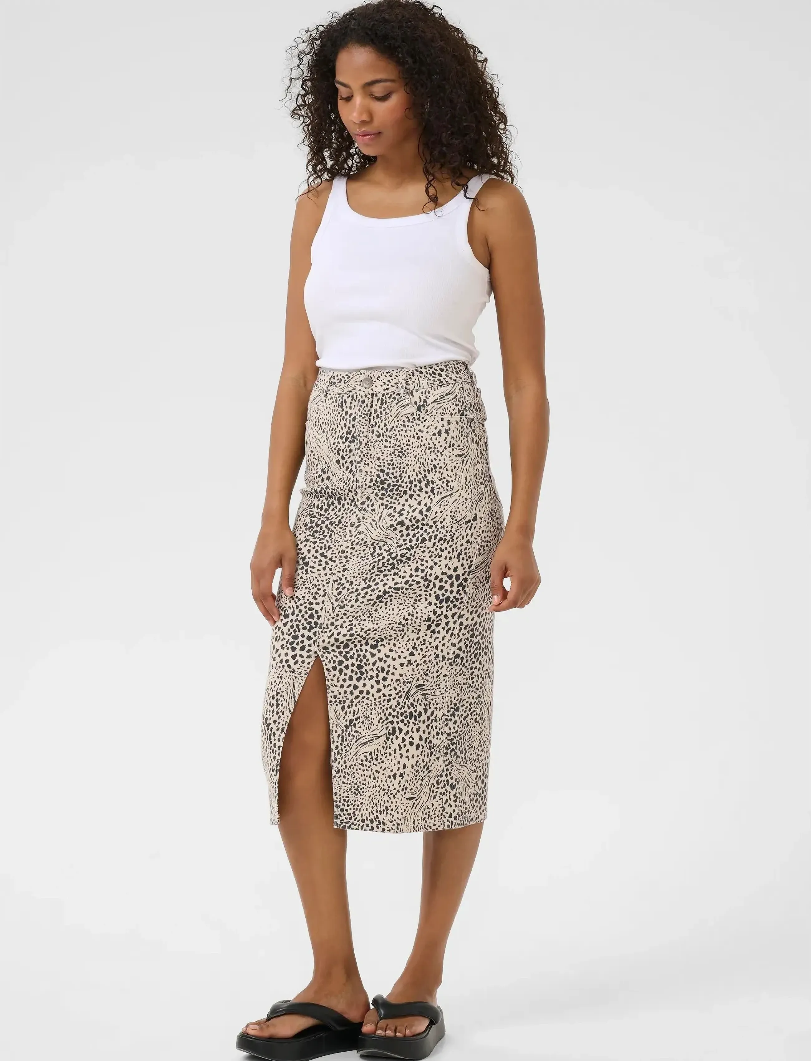 Kaffe - KAlisa Skirt - midiskjørt - abstract leopard - 3