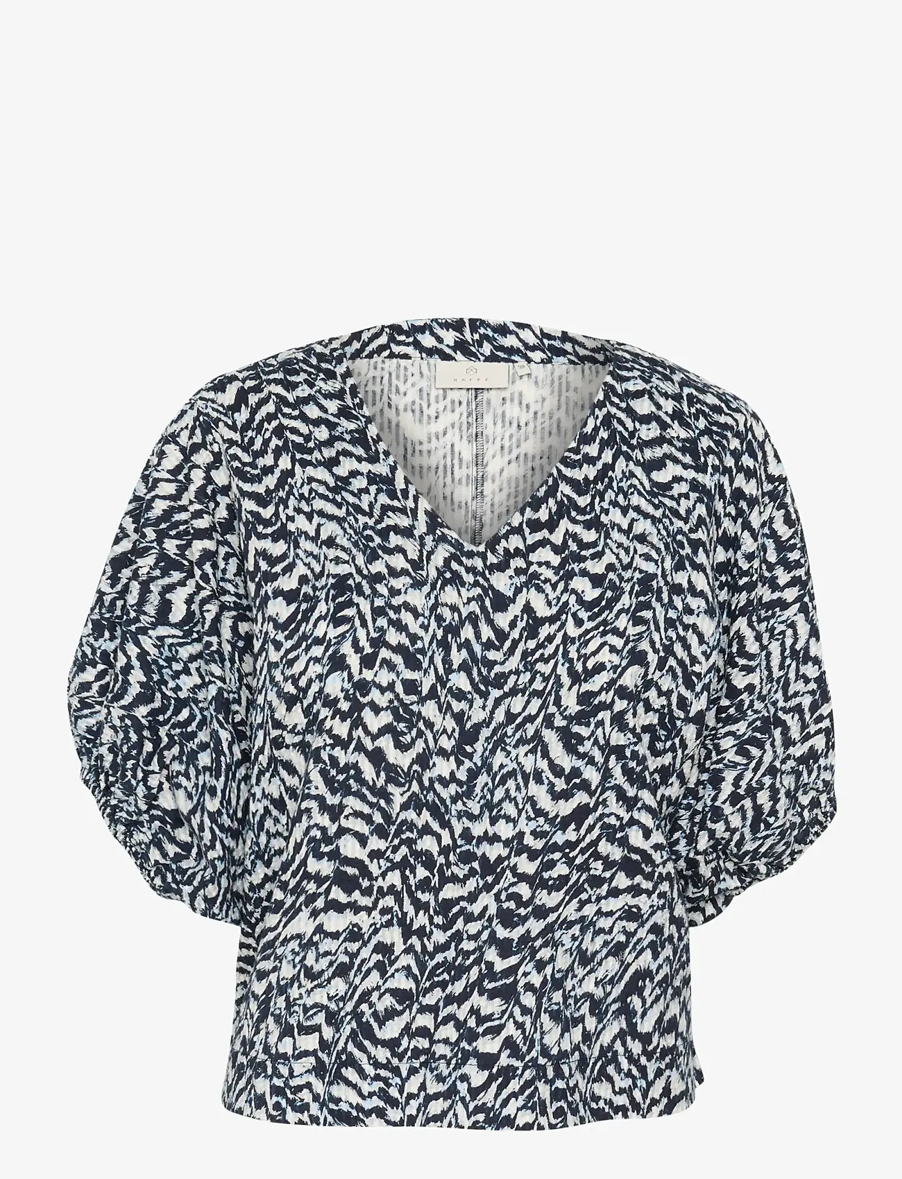 Kaffe - KAruffalo Blouse - kurzämlige blusen - blue / white graphic print - 1