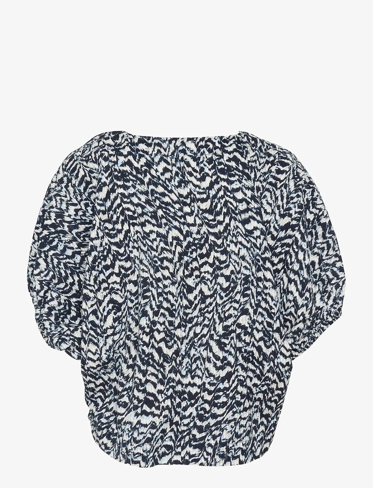Kaffe - KAruffalo Blouse - kurzämlige blusen - blue / white graphic print - 2