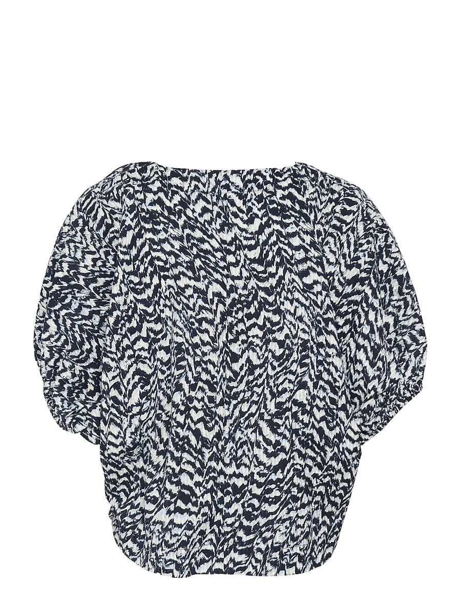 Kaffe - KAruffalo Blouse - kortärmade blusar - blue / white graphic print - 2
