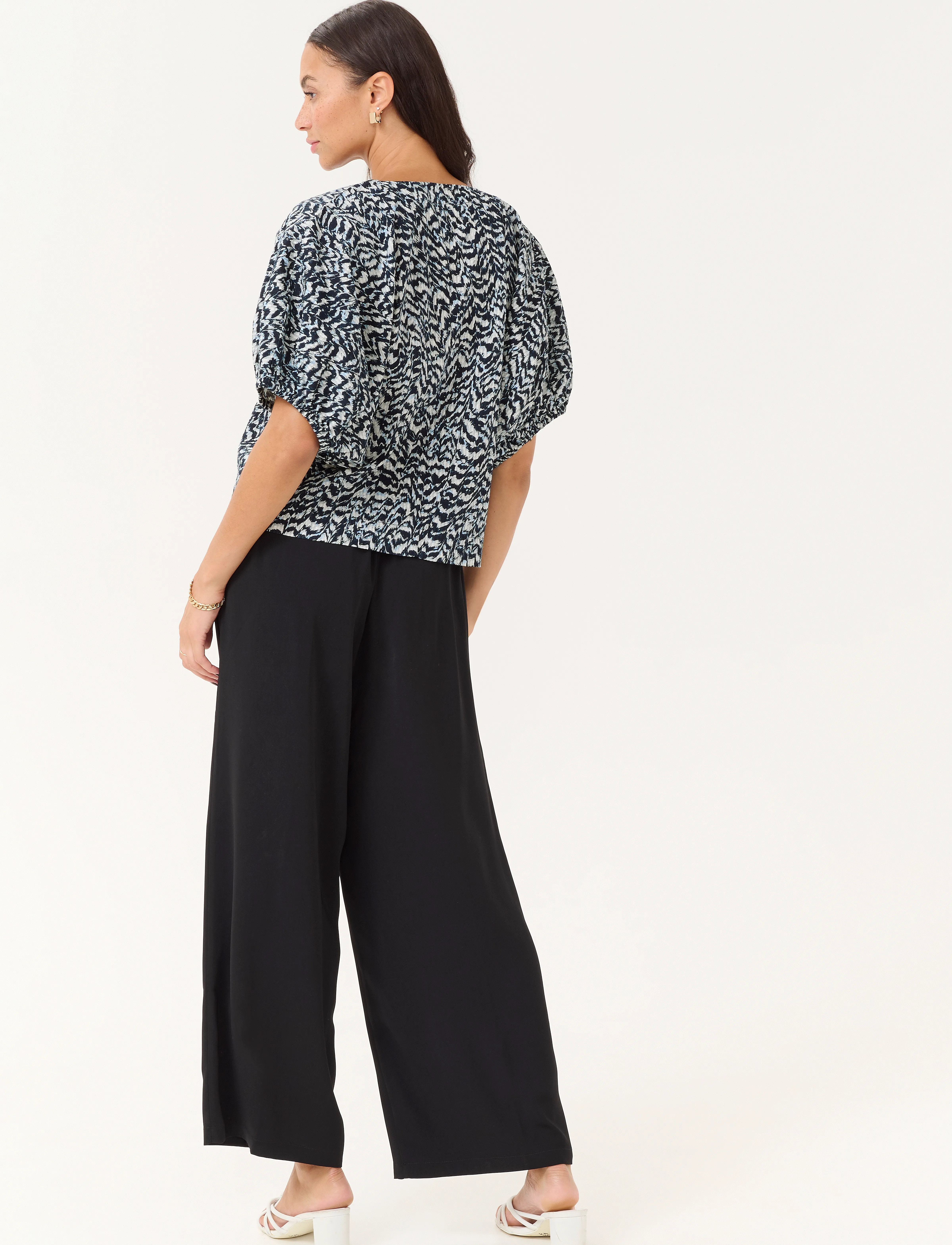 Kaffe - KAruffalo Blouse - kortærmede bluser - blue / white graphic print - 4
