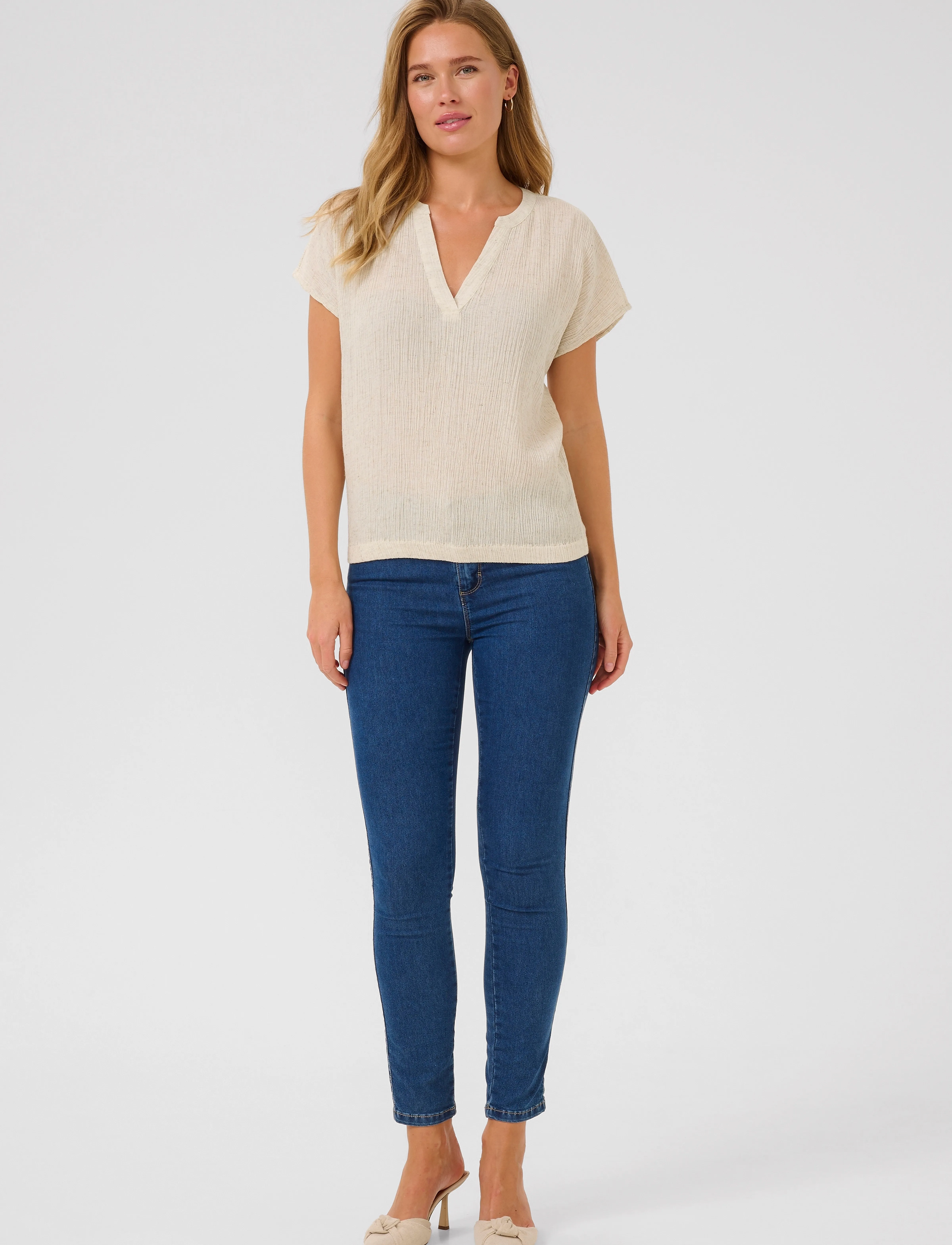 Kaffe - KAgitte Blouse - kortärmade blusar - feather gray melange - 3