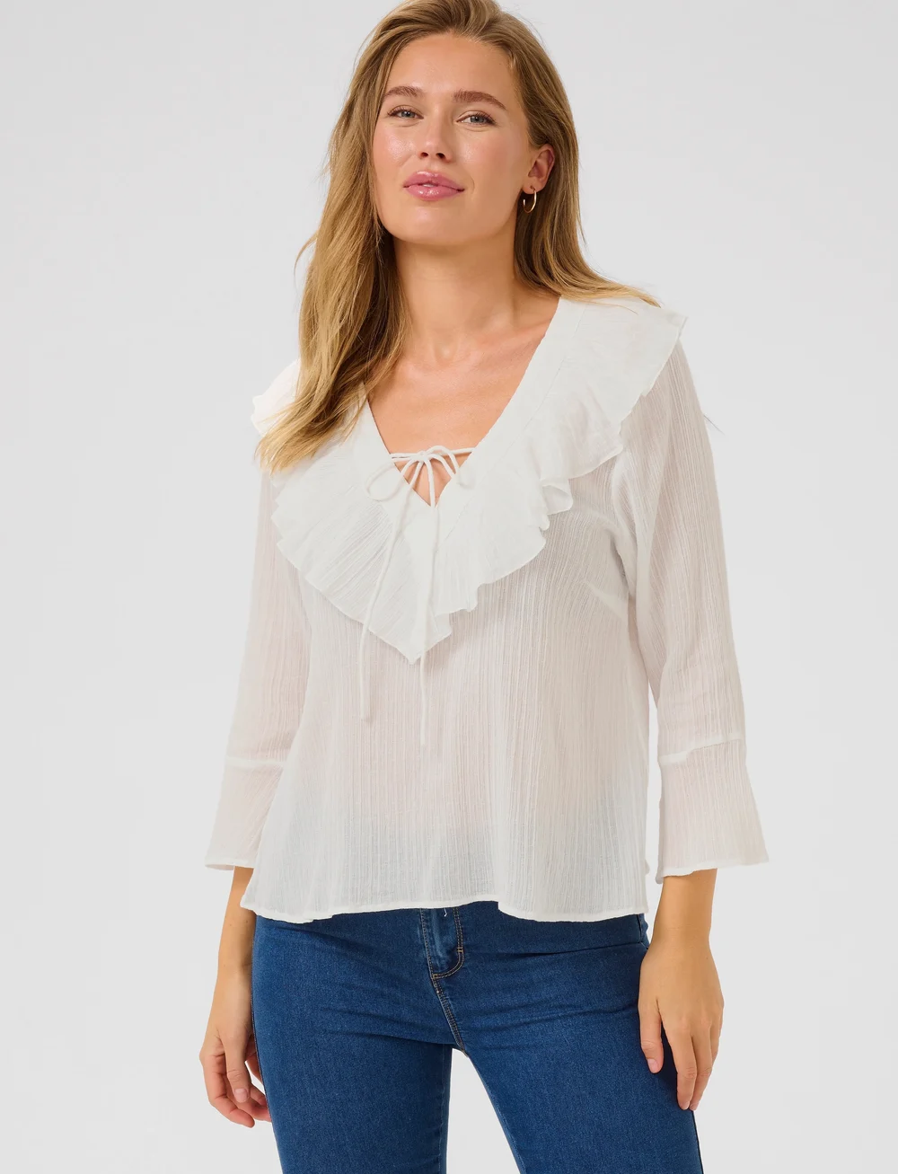 Kaffe - KAjohanna Blouse - langärmlige blusen - chalk - 0