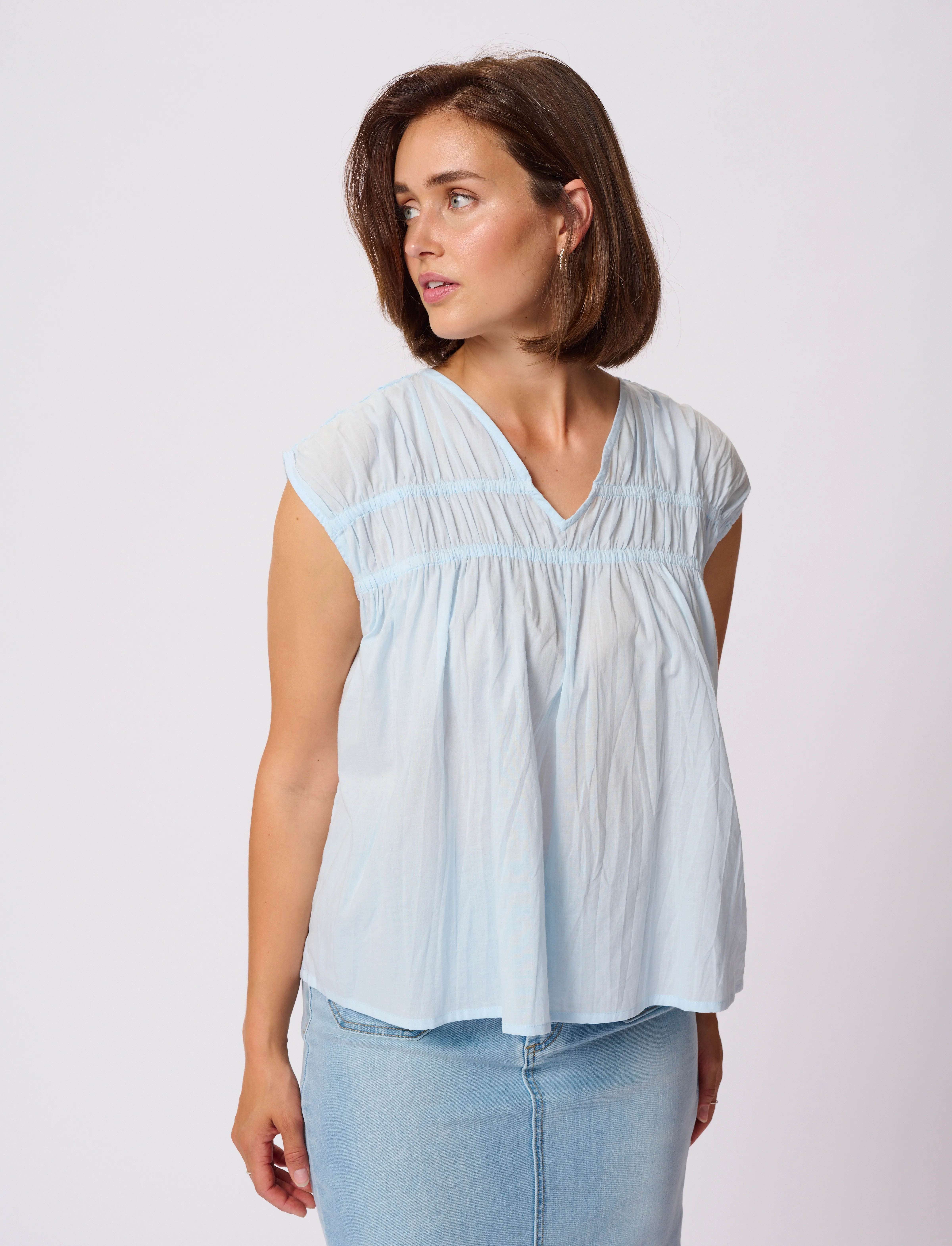 Kaffe Kathua Blouse, 36, Blouses, Blau - Sleeveless, Frauen