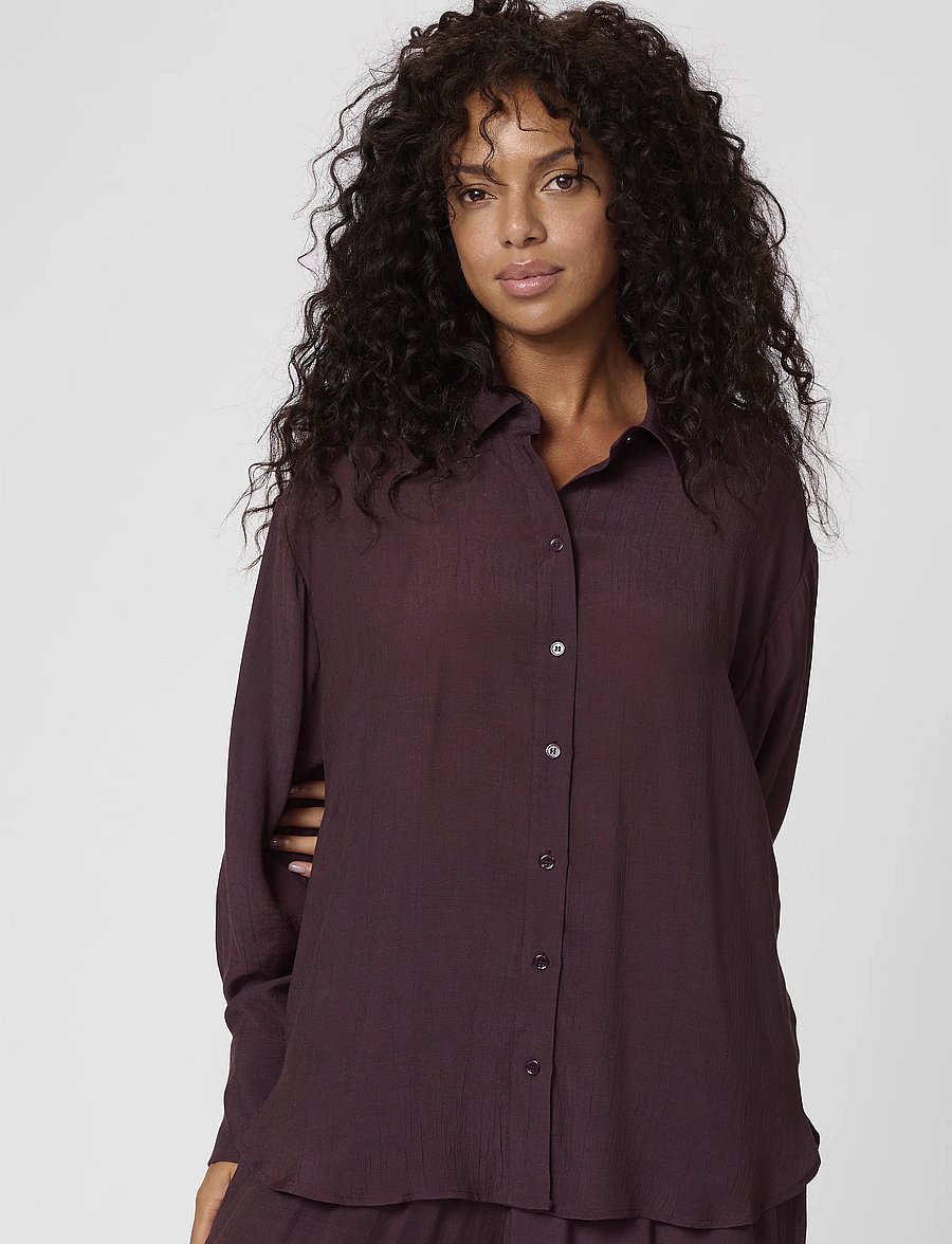 Kaffe - KAanja Shirt - pikkade varrukatega särgid - fudge - 0