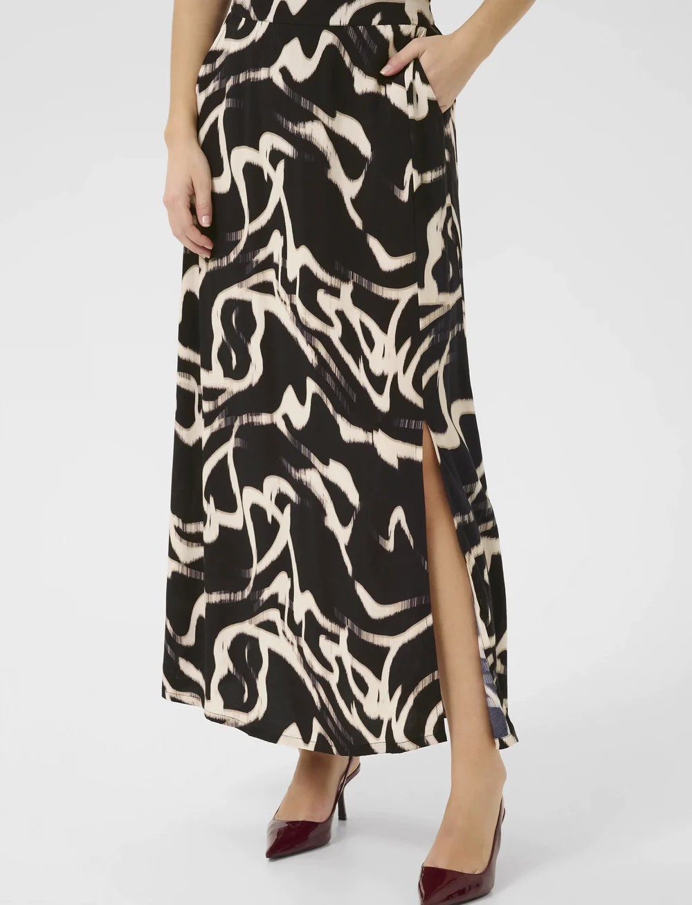 Kaffe - KAmartha Skirt - vidutinio ilgio sijonai - black/nature organic lines - 0