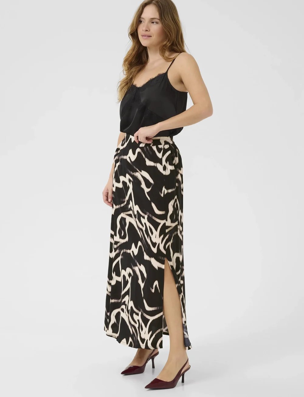 Kaffe - KAmartha Skirt - vidutinio ilgio sijonai - black/nature organic lines - 3