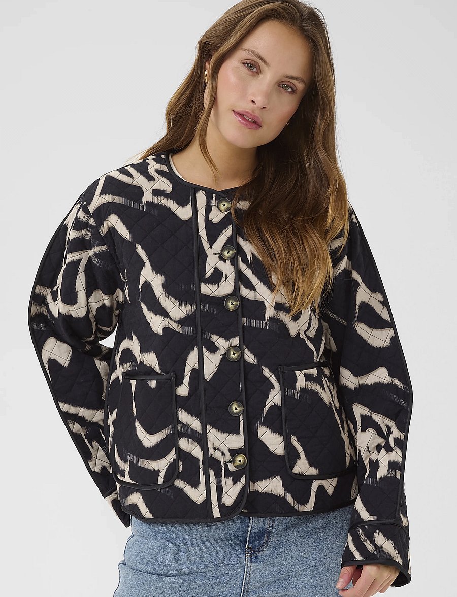Kaffe - KAkayla Jacket - Õhukesed jakid - black/nature organic lines - 0