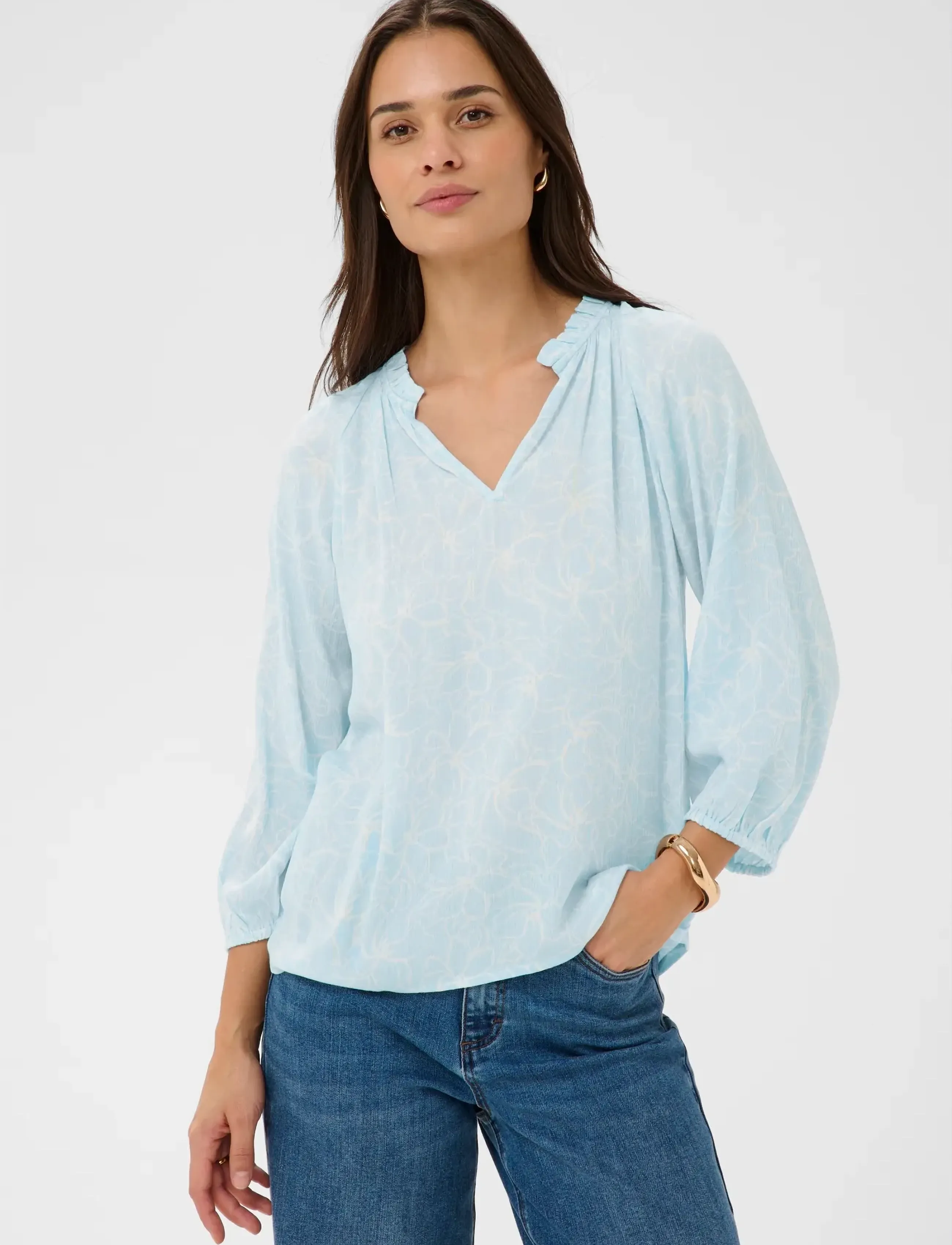 Kaffe KAtine Amber Blouse - Bluser - NANTUCKET BREEZE CHALK FLOWER / blue