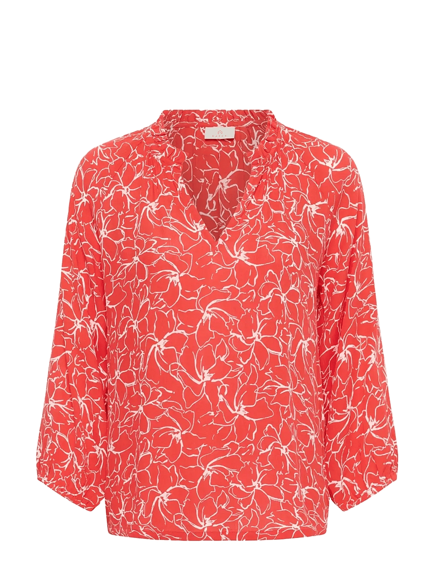Kaffe - KAtine Amber Blouse - pikkade varrukatega pluusid - poppy red chalk flower - 1