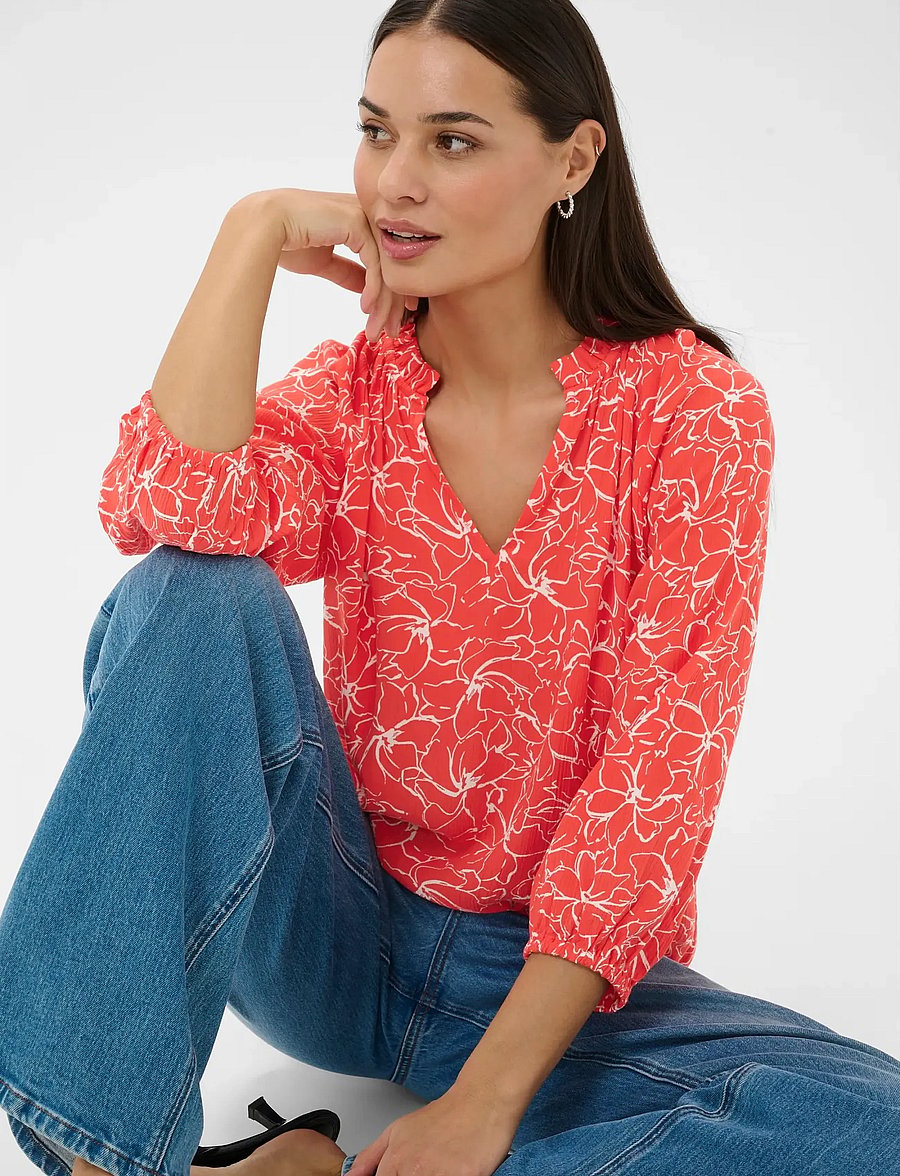 Kaffe - KAtine Amber Blouse - pikkade varrukatega pluusid - poppy red chalk flower - 5