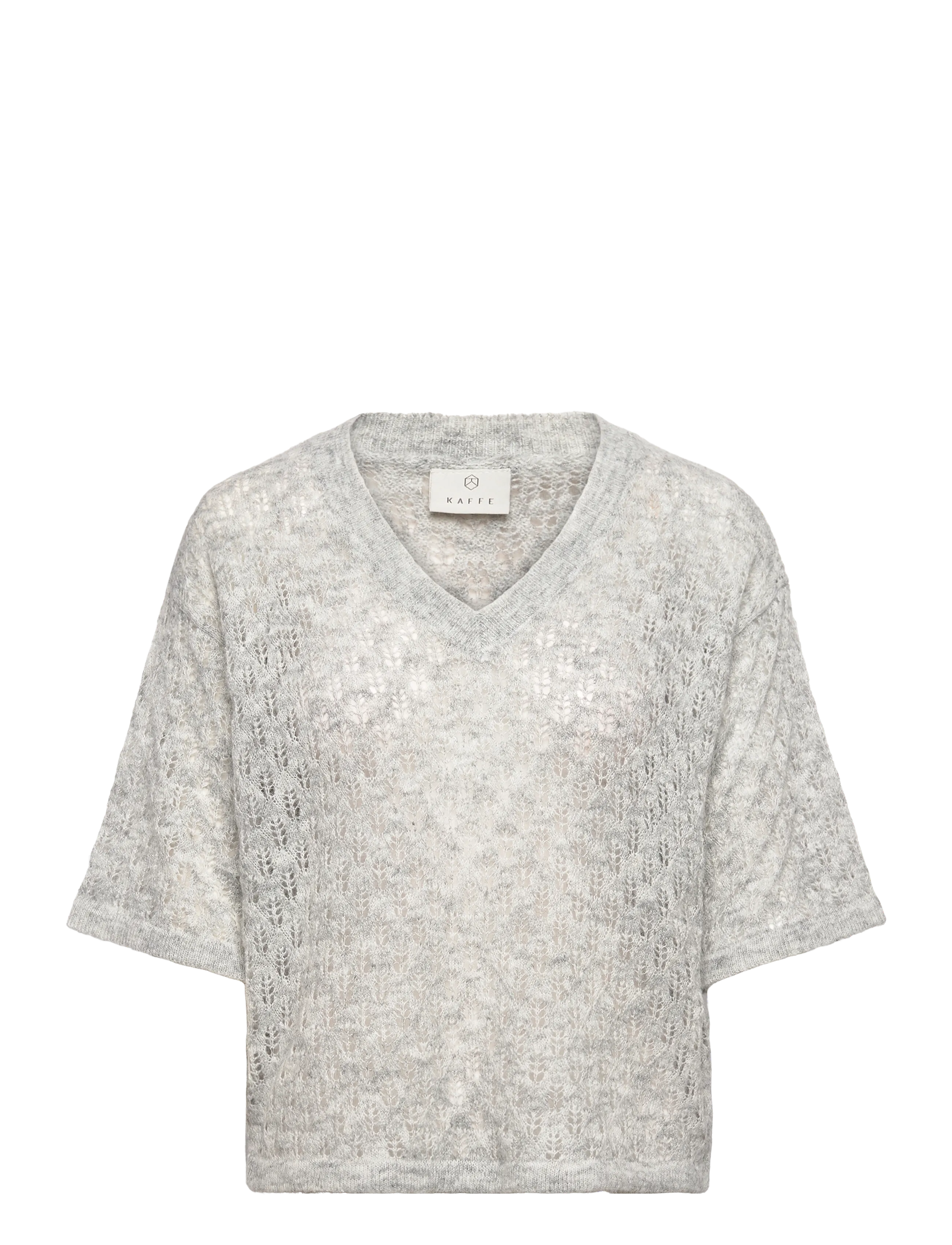 Kaffe Kalourine V-Neck Pullover, XL, Grey, Strik > Trøjer, Dame