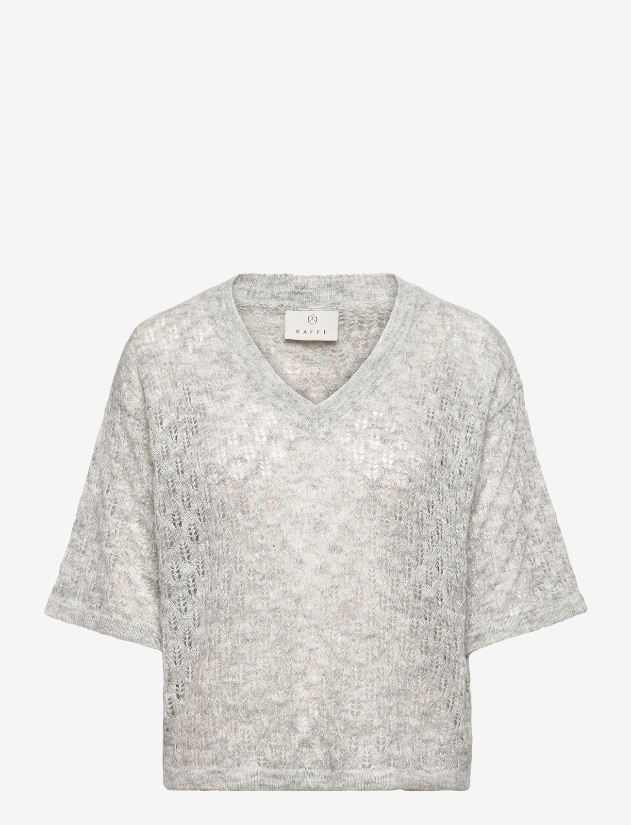 Kaffe - KAlourine V-Neck Pullover - efterårstøj - light grey melange - 0