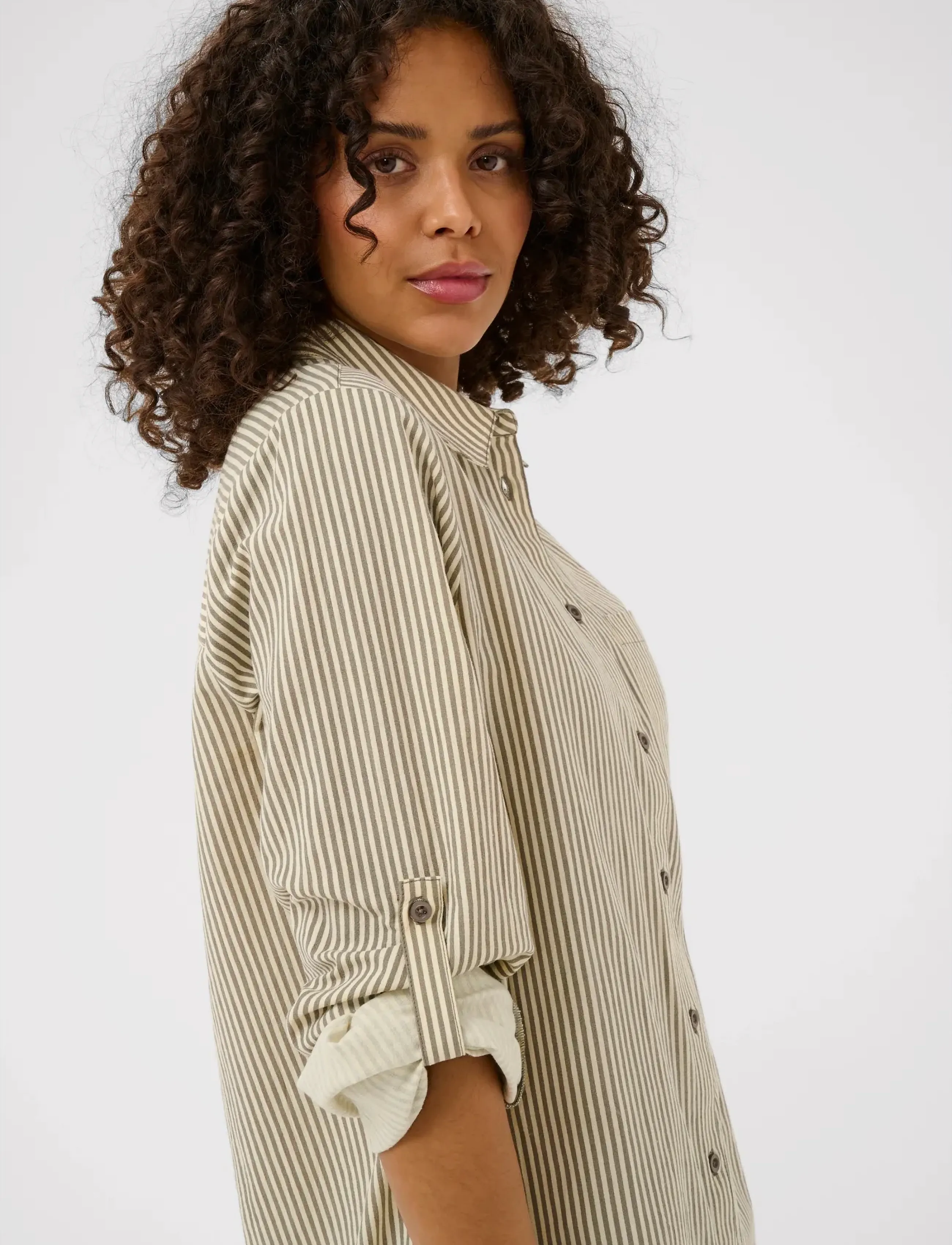 Kaffe - KAnaya Striped Shirt Tunic - long-sleeved shirts - brindle / turtledove stripe - 5