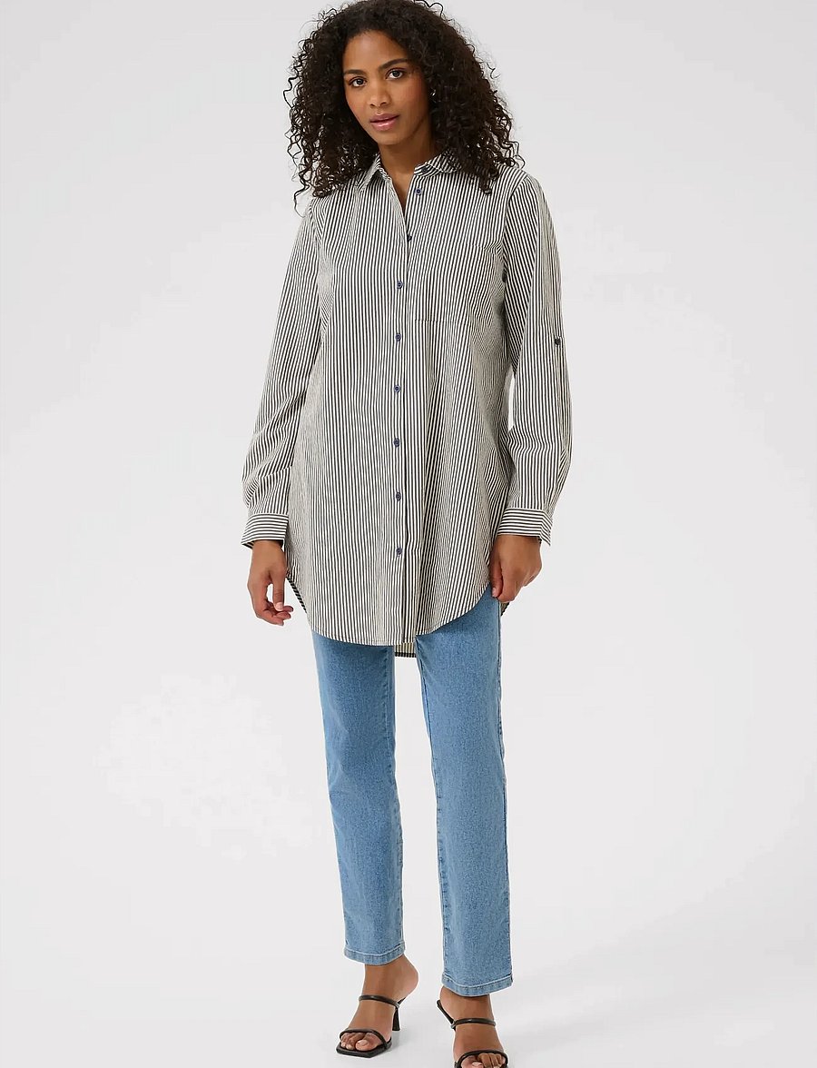 Kaffe - KAnaya Striped Shirt Tunic - chemises à manches longues - midnight/white stripe - 3