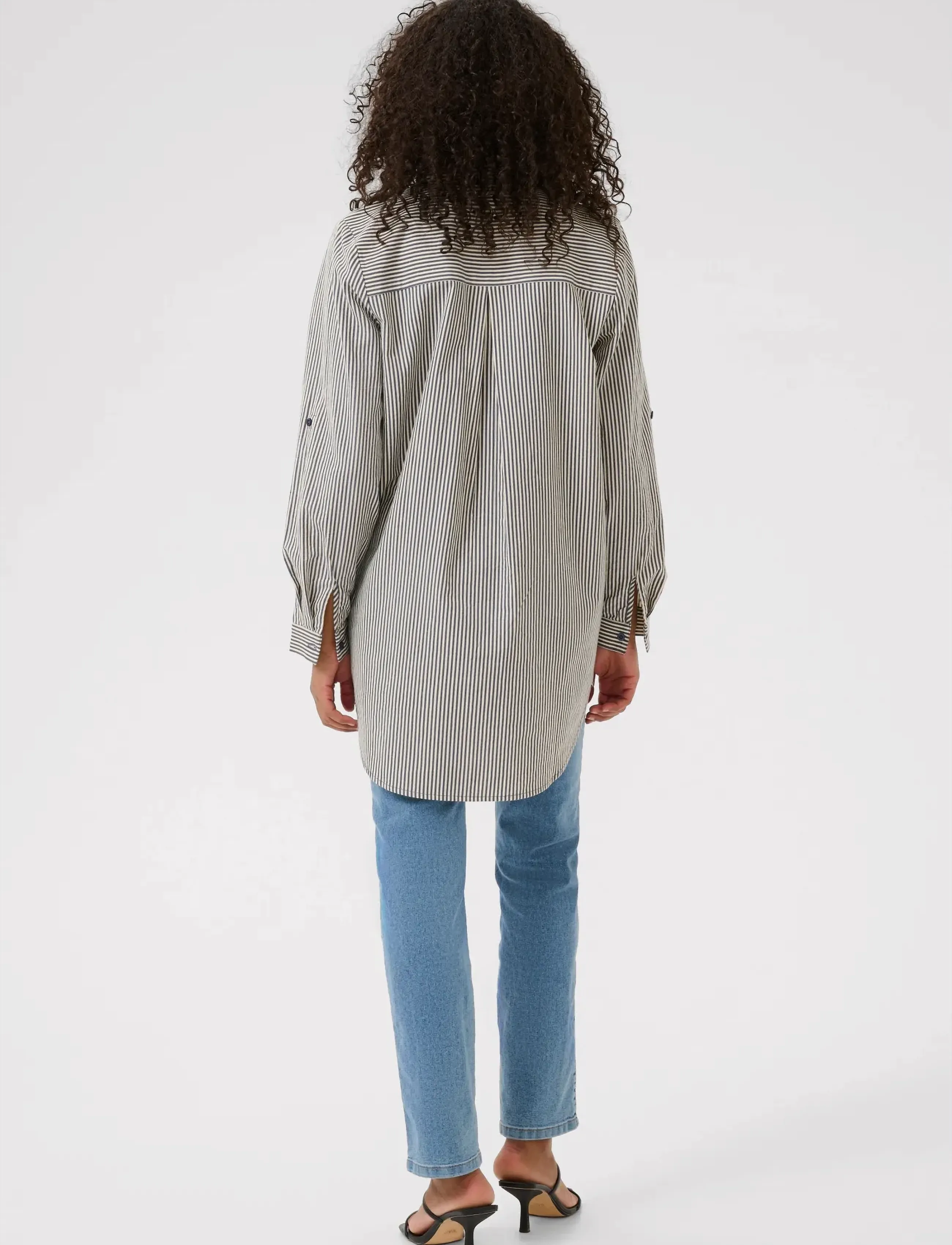 Kaffe - KAnaya Striped Shirt Tunic - langärmlige hemden - midnight/white stripe - 4