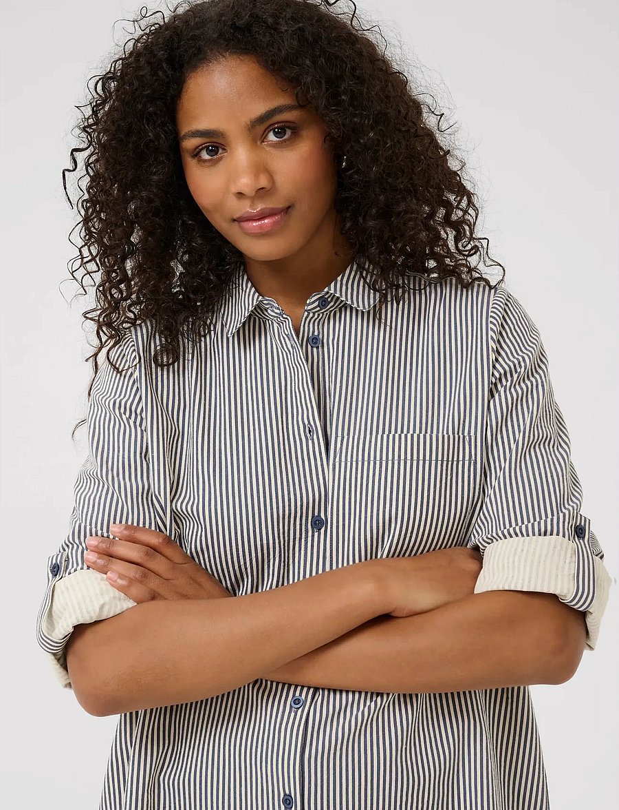 Kaffe - KAnaya Striped Shirt Tunic - chemises à manches longues - midnight/white stripe - 5