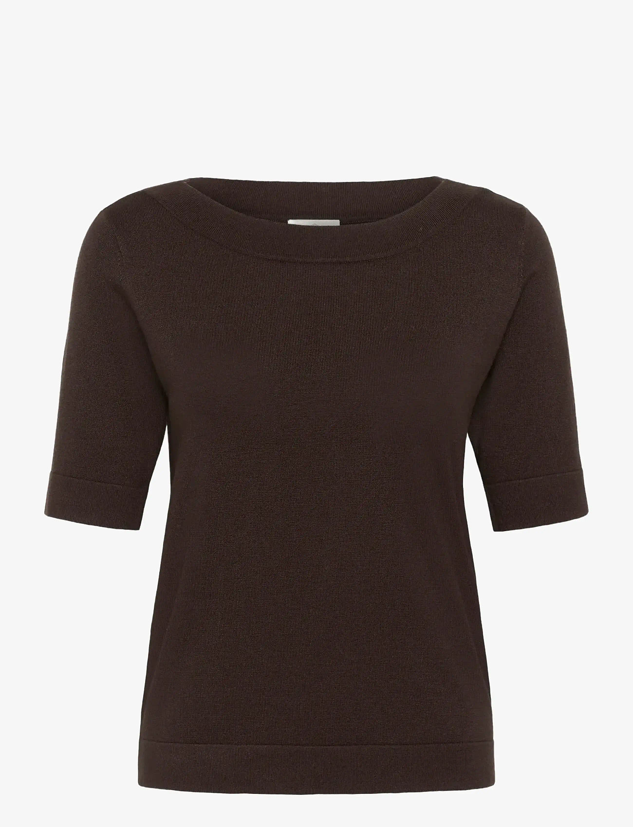 Kaffe - KAlizza boatneck solid Pullover - striktrøjer - coffee bean - 0