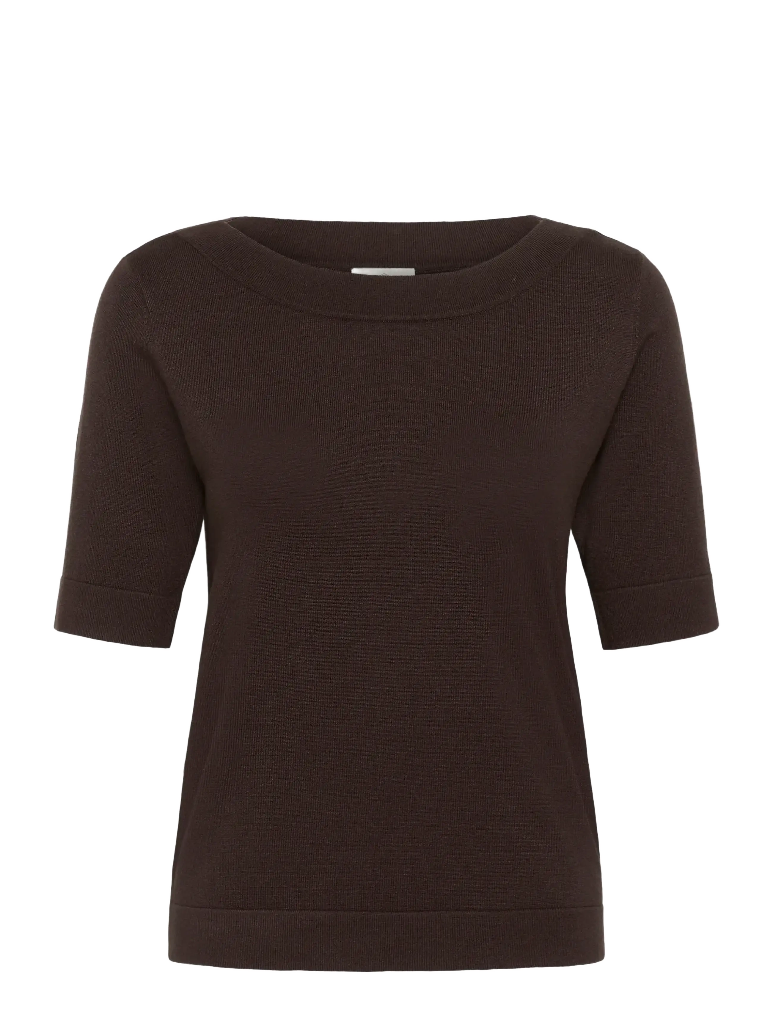 Kaffe KAlizza boatneck solid Pullover - Transitional Layering - COFFEE BEAN / brown