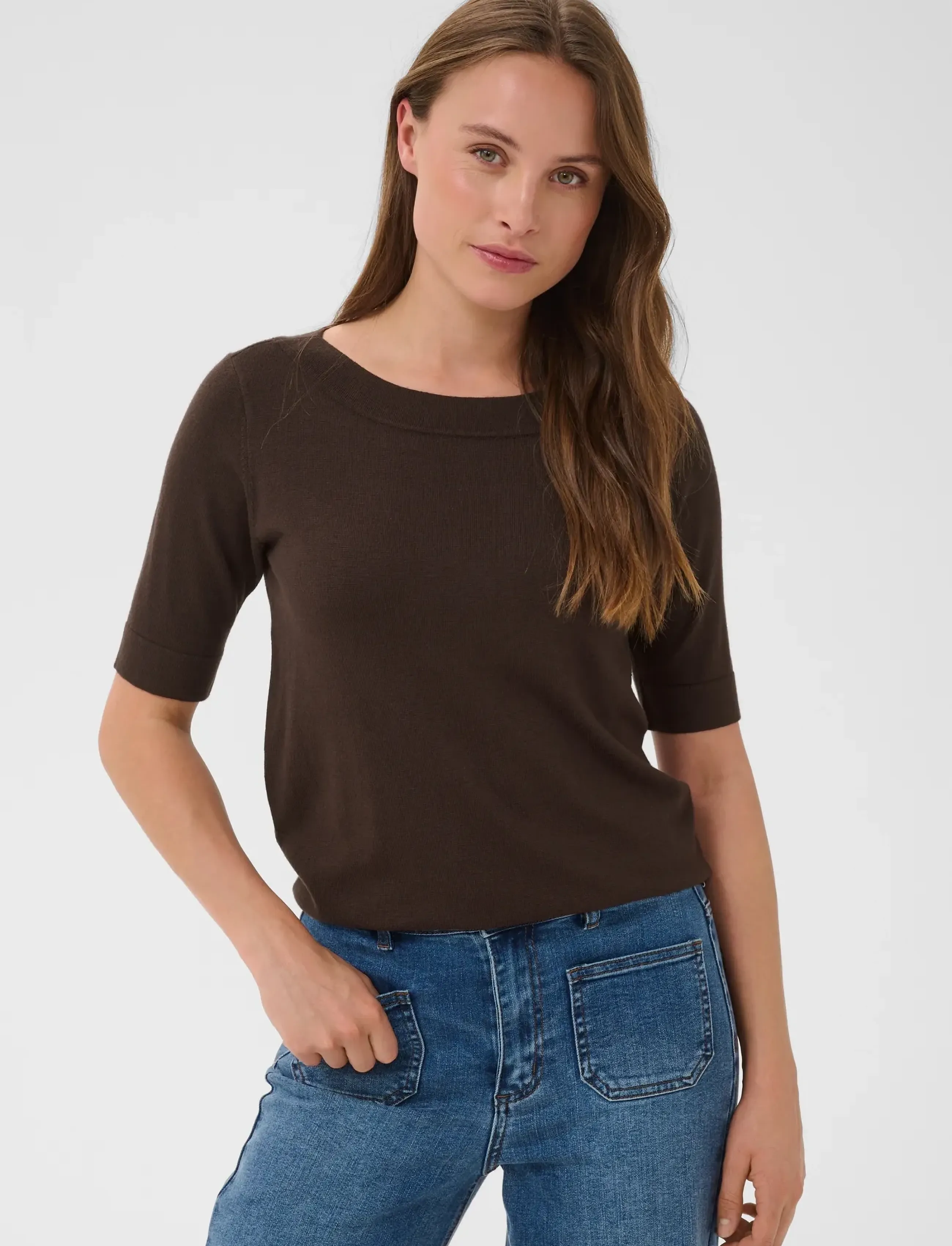 Kaffe - KAlizza boatneck solid Pullover - jumpers - coffee bean - 2