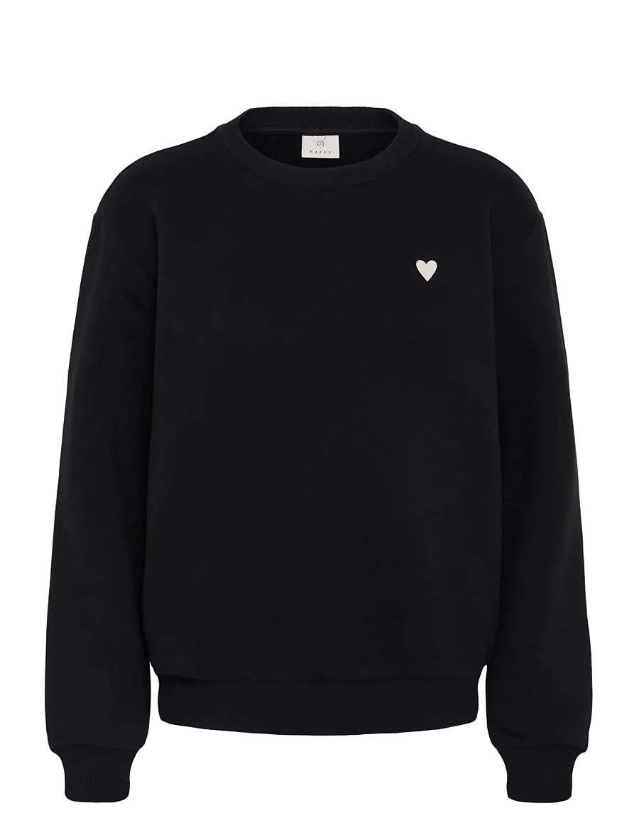 Kaffe - KAliddy Sweatshirt - hverdags stil - black w/ white heart - 0