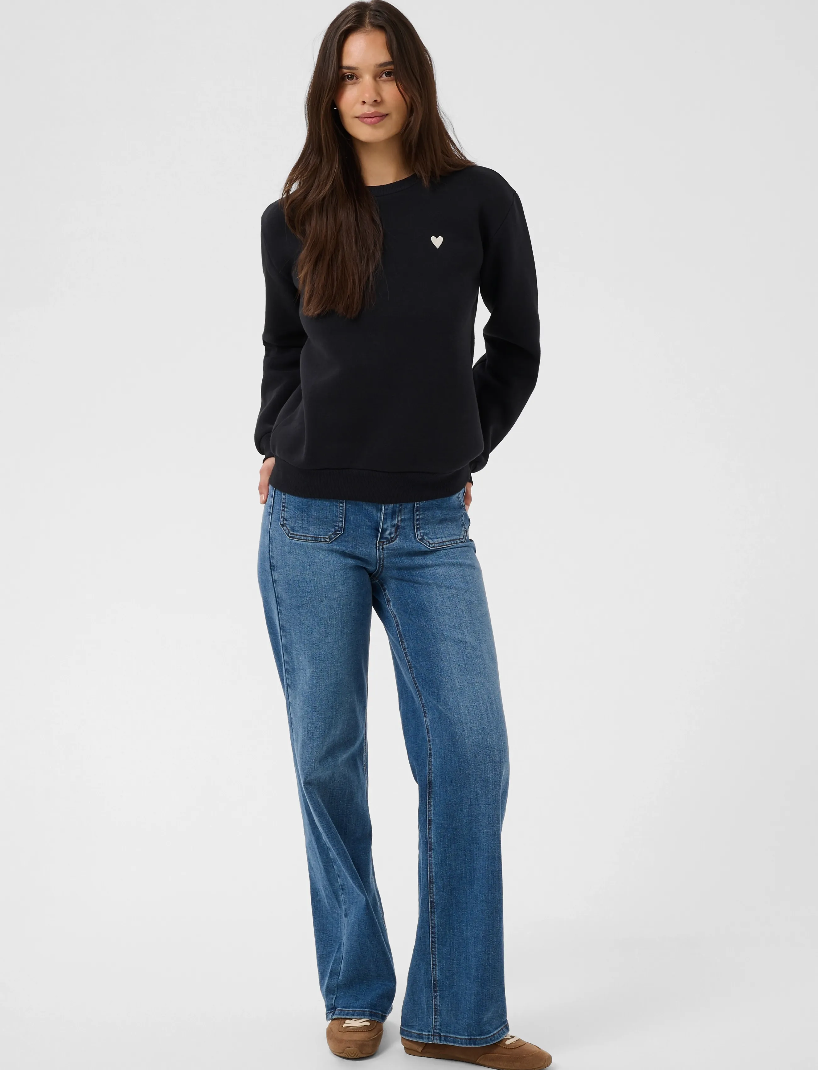 Kaffe - KAliddy Sweatshirt - igapäevane stiil - black w/ white heart - 3
