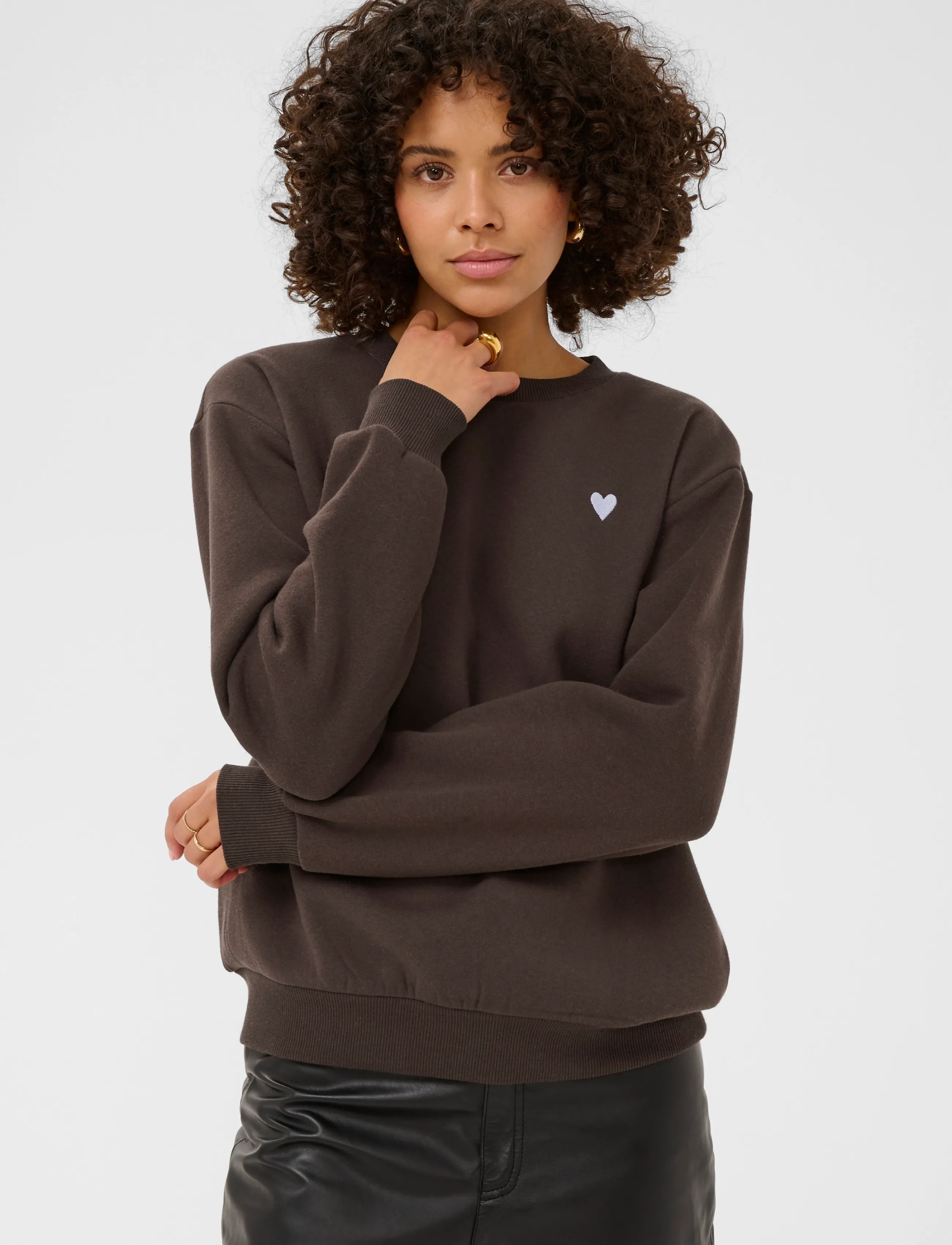 Kaffe - KAliddy Sweatshirt - sweatshirts - seal brown w. blue heart - 2