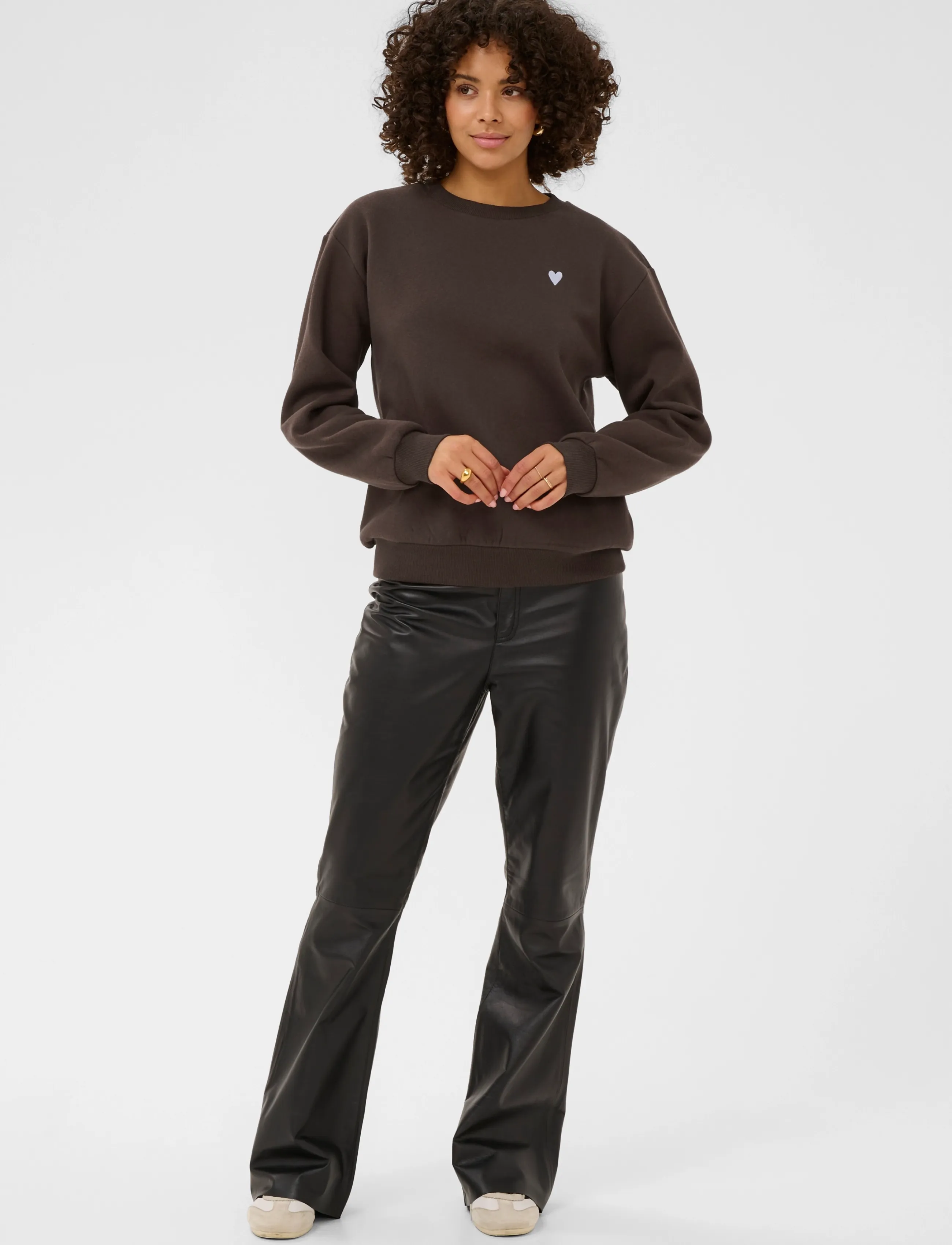 Kaffe - KAliddy Sweatshirt - sweatshirts - seal brown w. blue heart - 3
