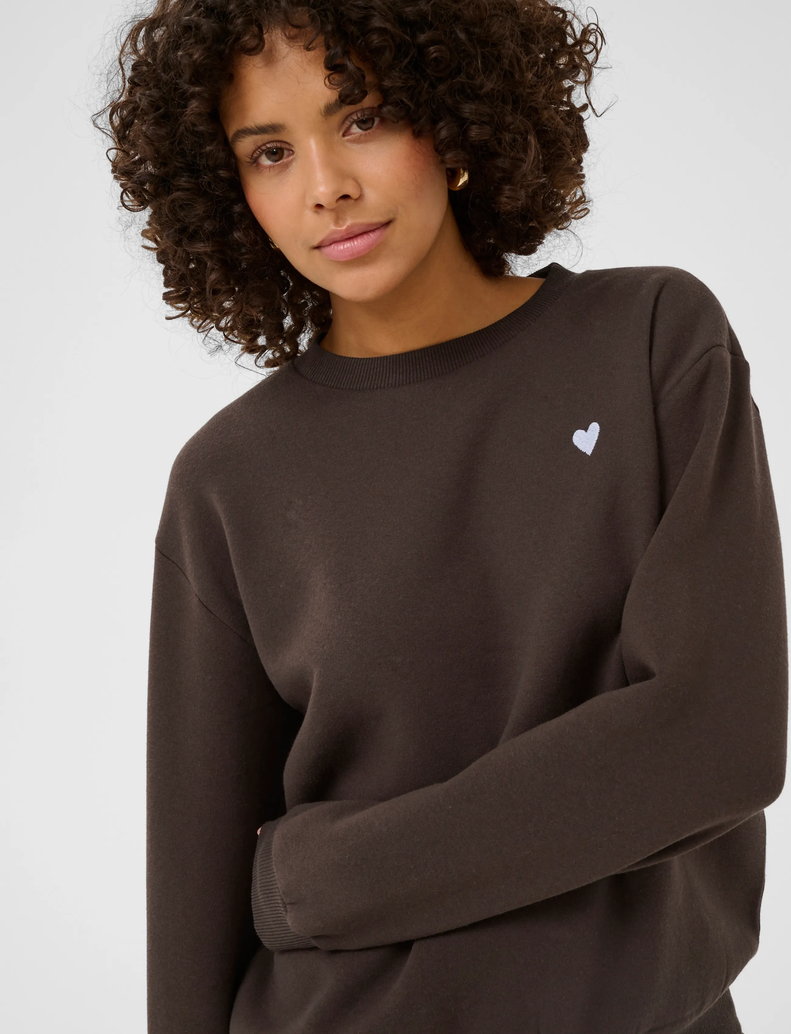 Kaffe - KAliddy Sweatshirt - sweatshirts - seal brown w. blue heart - 5