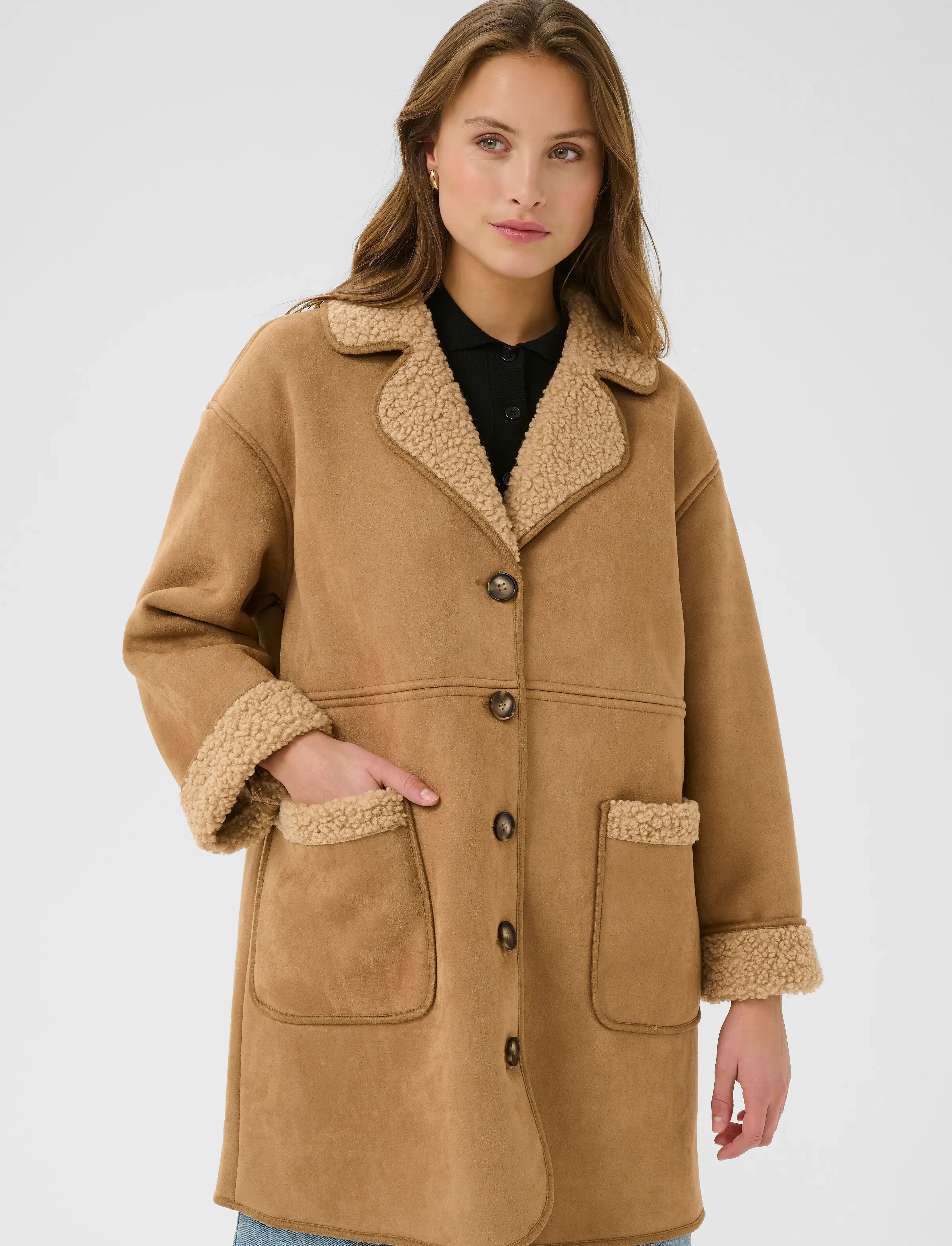 Kaffe Kamarlie Coat, 42, Beige, Jakker > Uldjakker, Dame