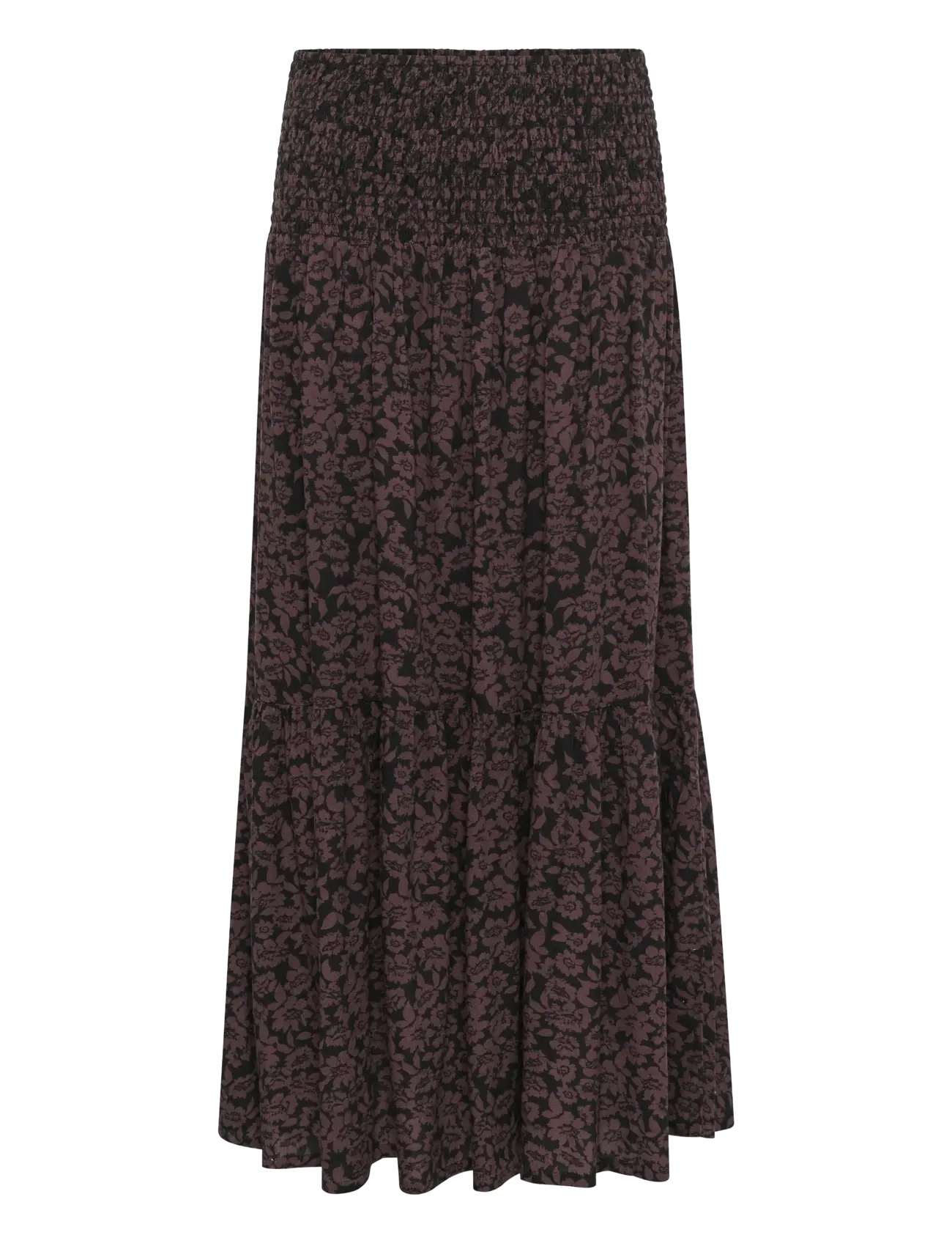 Kaffe KAbeathe Skirt - Tøj - FUDGE/BLACK FLOWER PRINT / brown