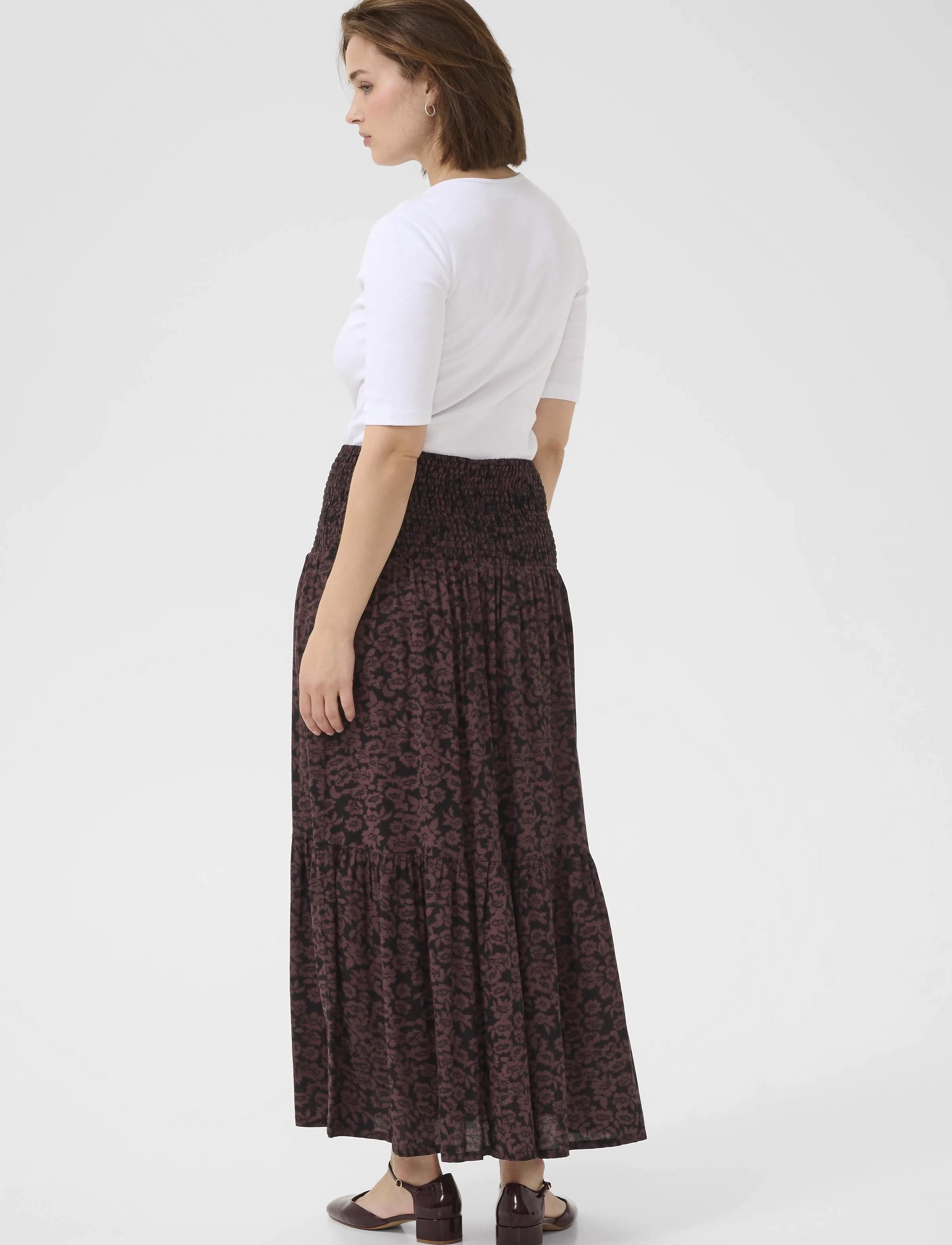 Kaffe - KAbeathe Skirt - maxi röcke - fudge/black flower print - 4