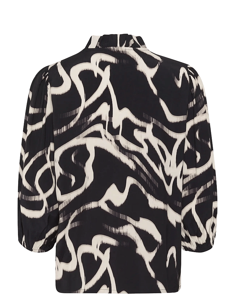 Kaffe - KAmartha Frill Blouse - kurzämlige blusen - black/nature organic lines - 2