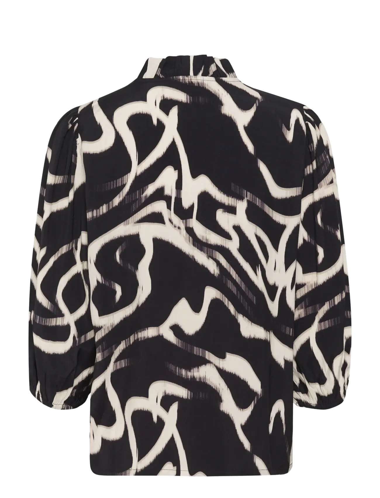 Kaffe - KAmartha Frill Blouse - kurzämlige blusen - black/nature organic lines - 2