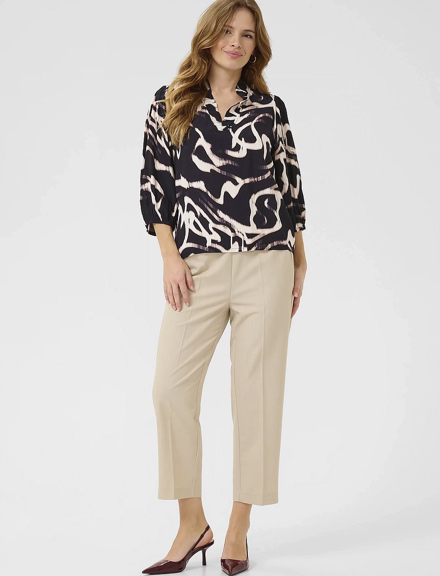 Kaffe - KAmartha Frill Blouse - kurzärmelige blusen - black/nature organic lines - 3