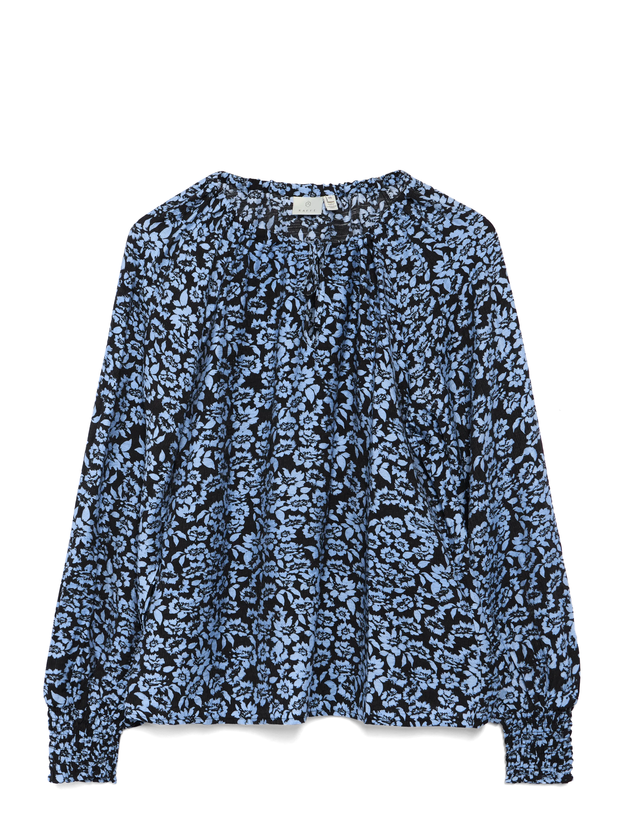 Kaffe KAamanda Blouse - Transitional Layering - BLACK/WINDSURFER FLOWER PRINT / blue