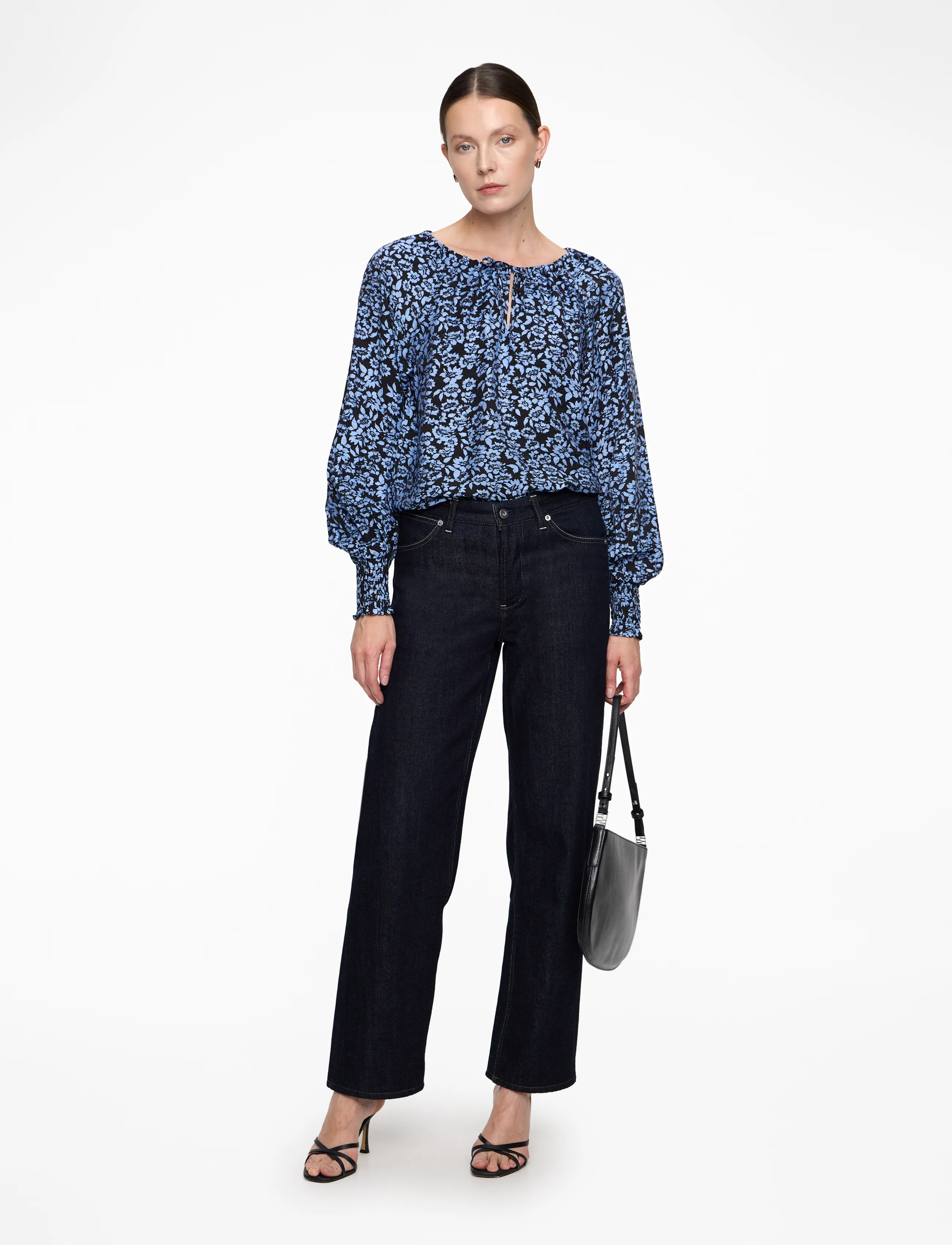 Kaffe - KAamanda Blouse - långärmade blusar - black/windsurfer flower print - 2