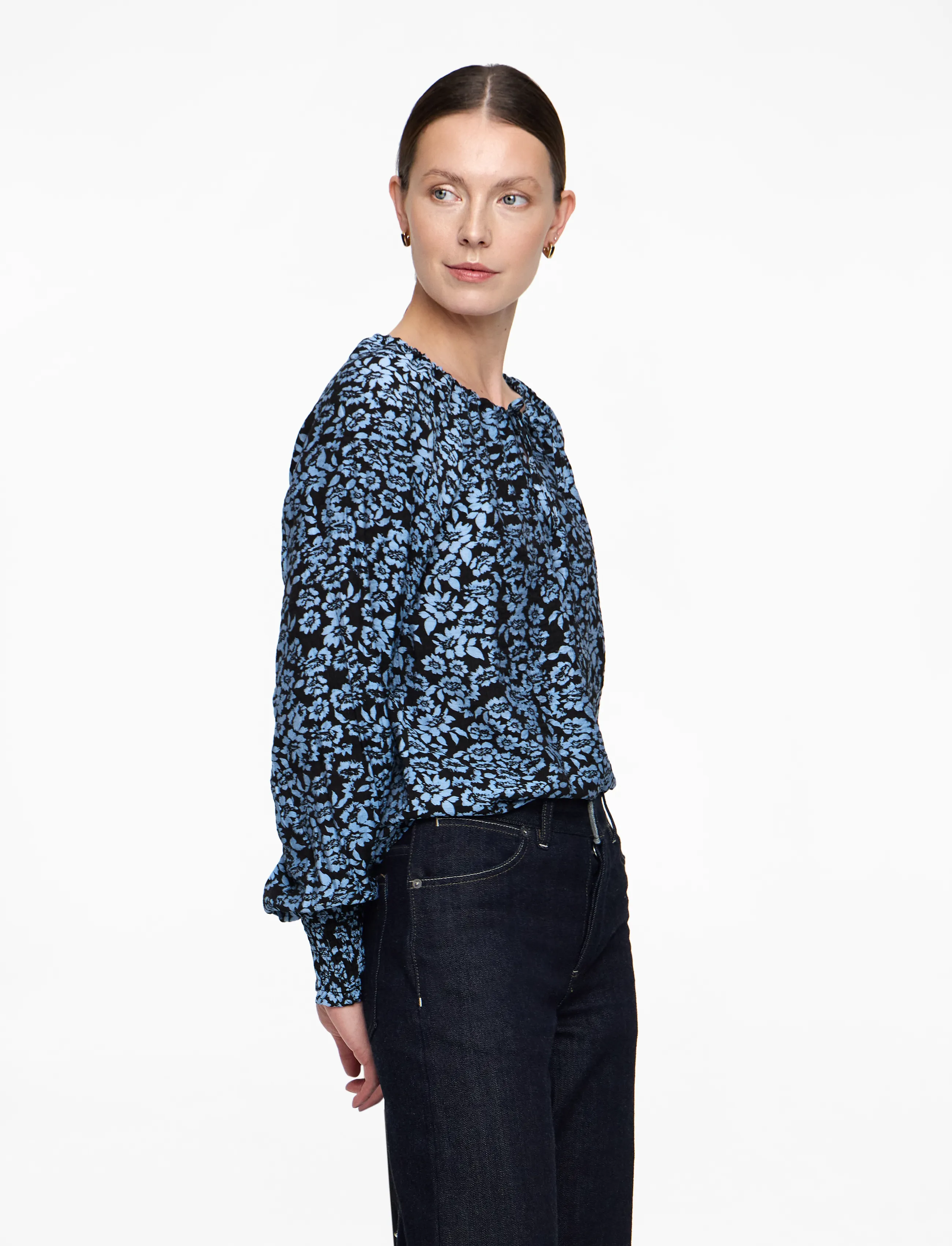 Kaffe - KAamanda Blouse - långärmade blusar - black/windsurfer flower print - 3