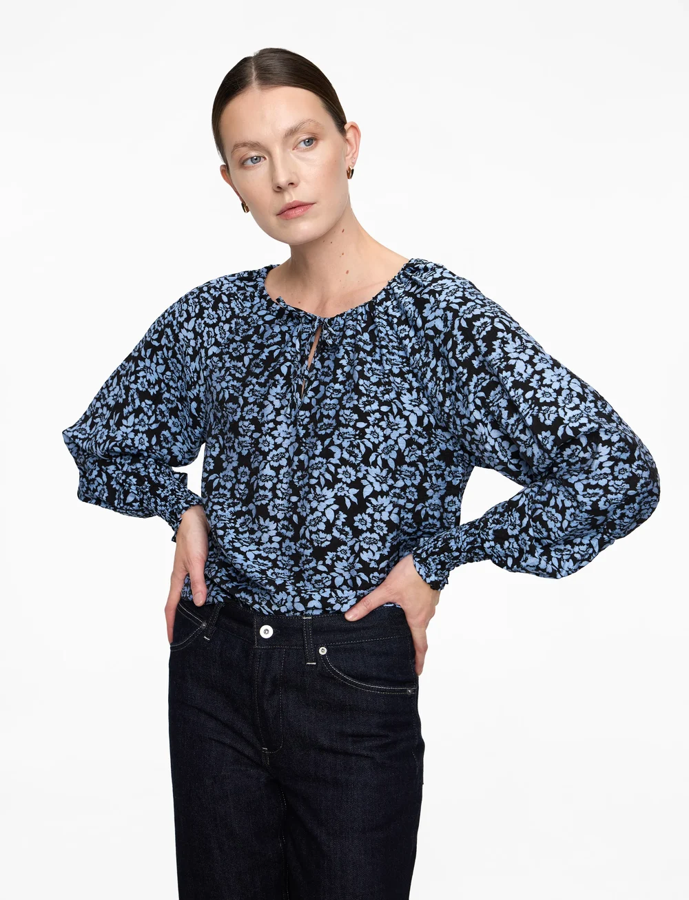 Kaffe - KAamanda Blouse - langærmede bluser - black/windsurfer flower print - 0