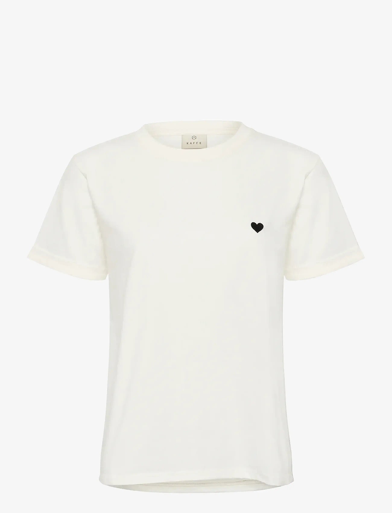 Kaffe - KAheart T-Shirt - t-shirts - chalk/black deep heart - 1