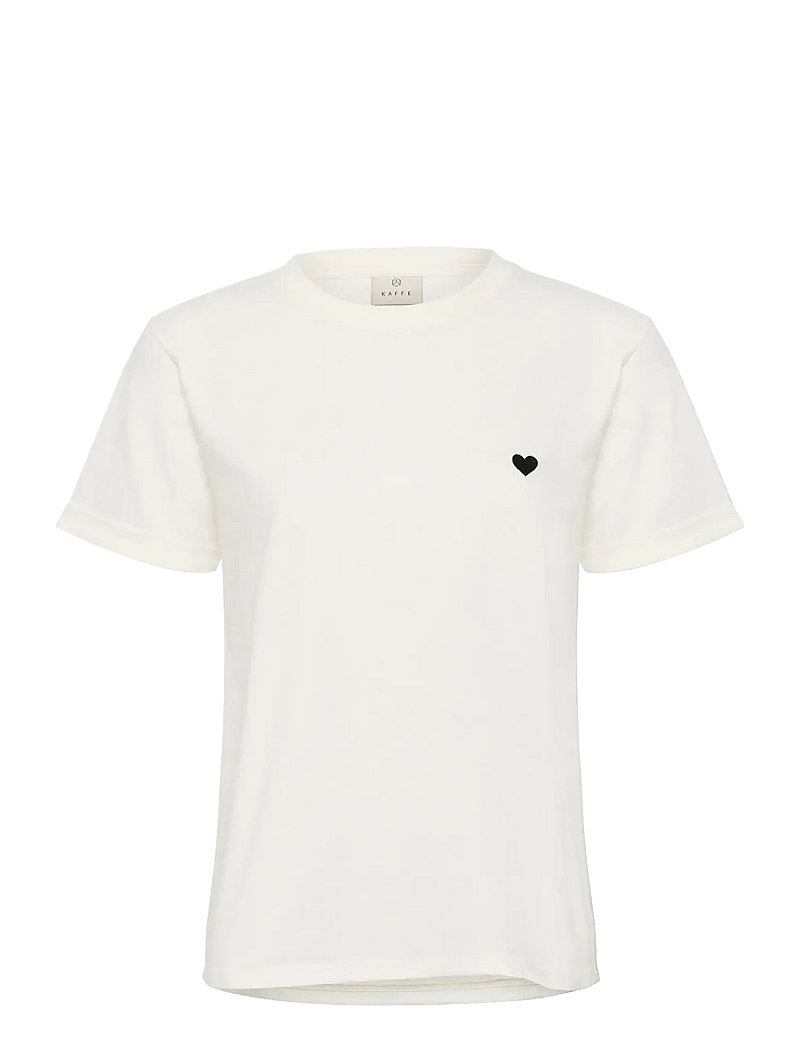 Kaffe - KAheart T-Shirt - t-shirts - chalk/black deep heart - 1