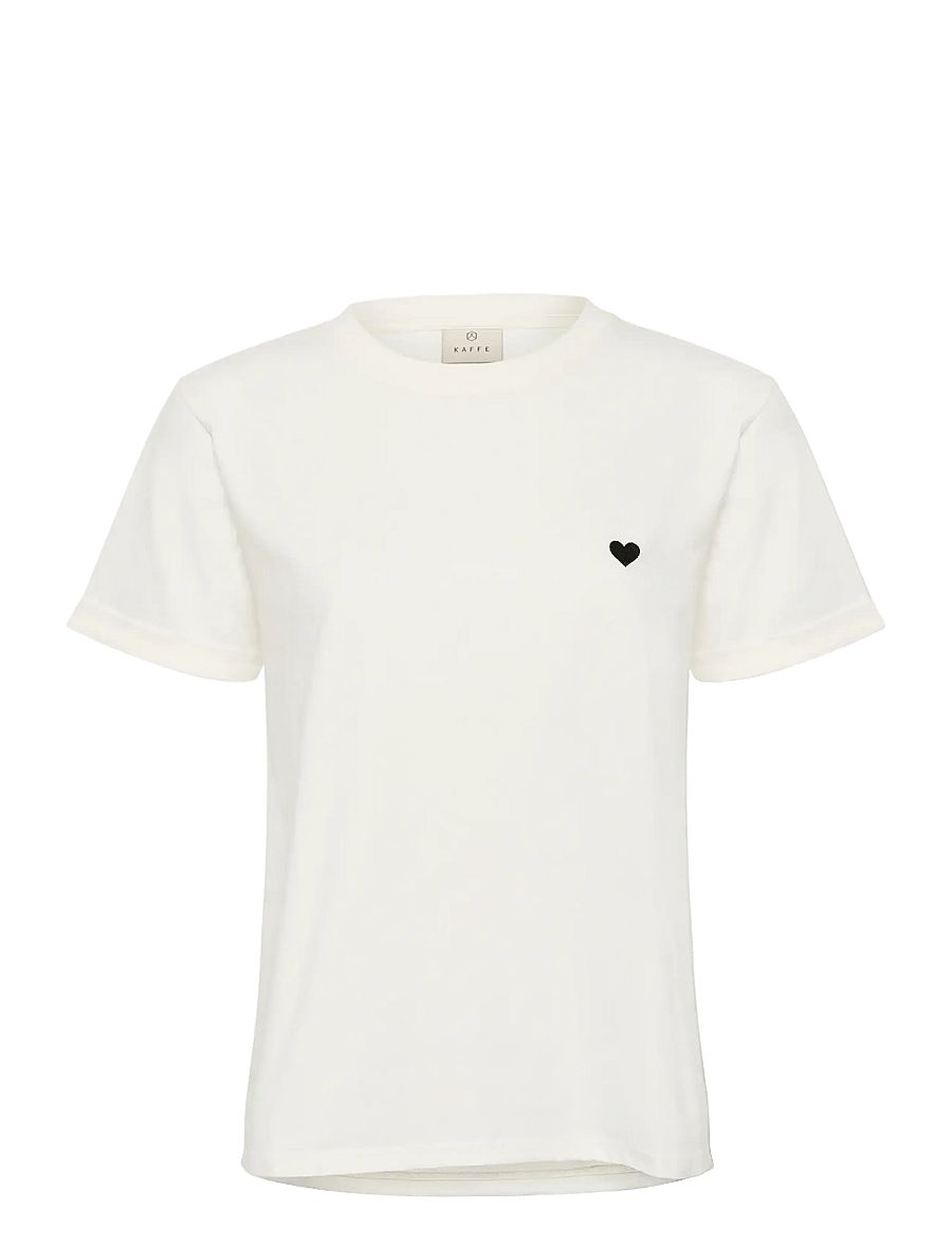 Kaffe - KAheart T-Shirt - t-shirts - chalk/black deep heart - 1