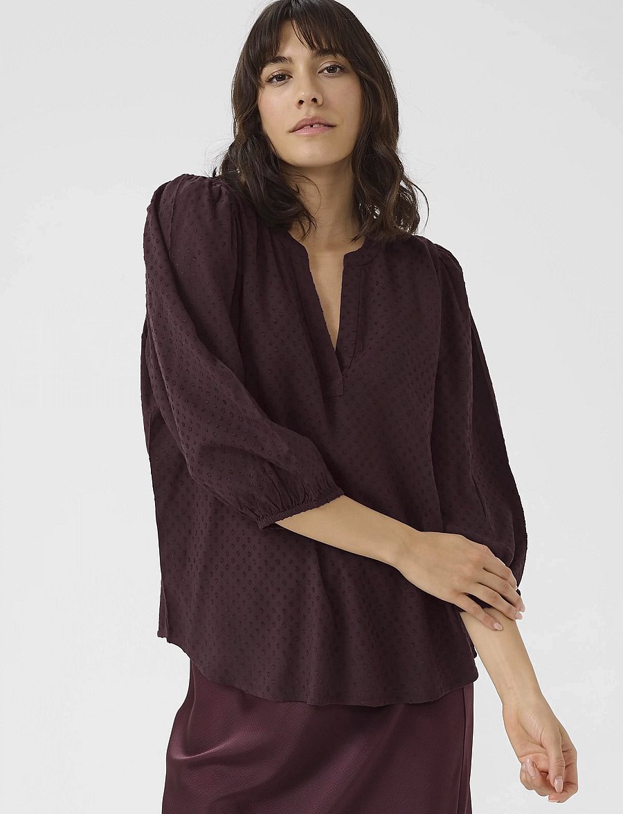 Kaffe - KAannika Blouse - langärmelige blusen - fudge - 0