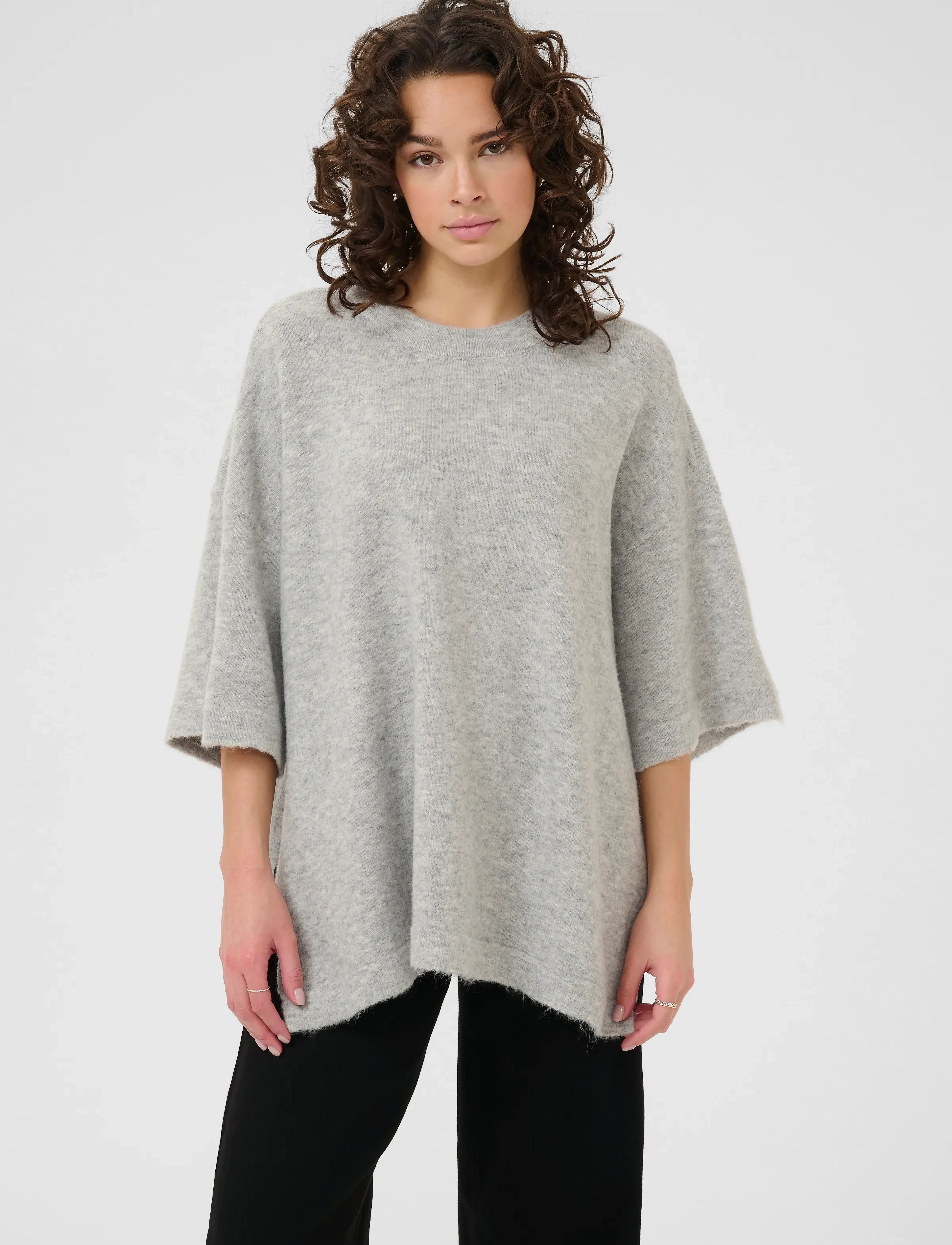 Kaffe Kaniel Pullover, Damen, Kurzarm Strickpullover, Beige, Gr.M